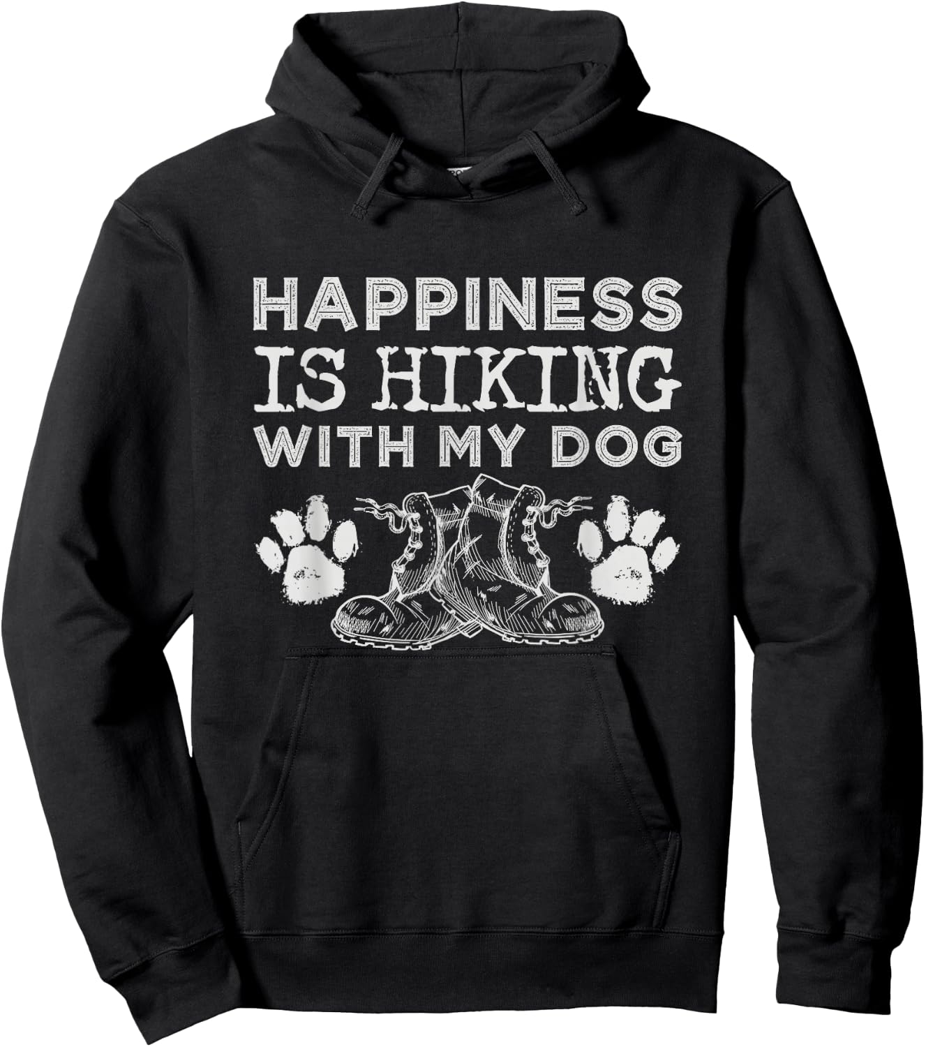 Happiness Is Hiking With My Dog Outdoor Gift Hiking Hoodie - Hoodie | Black