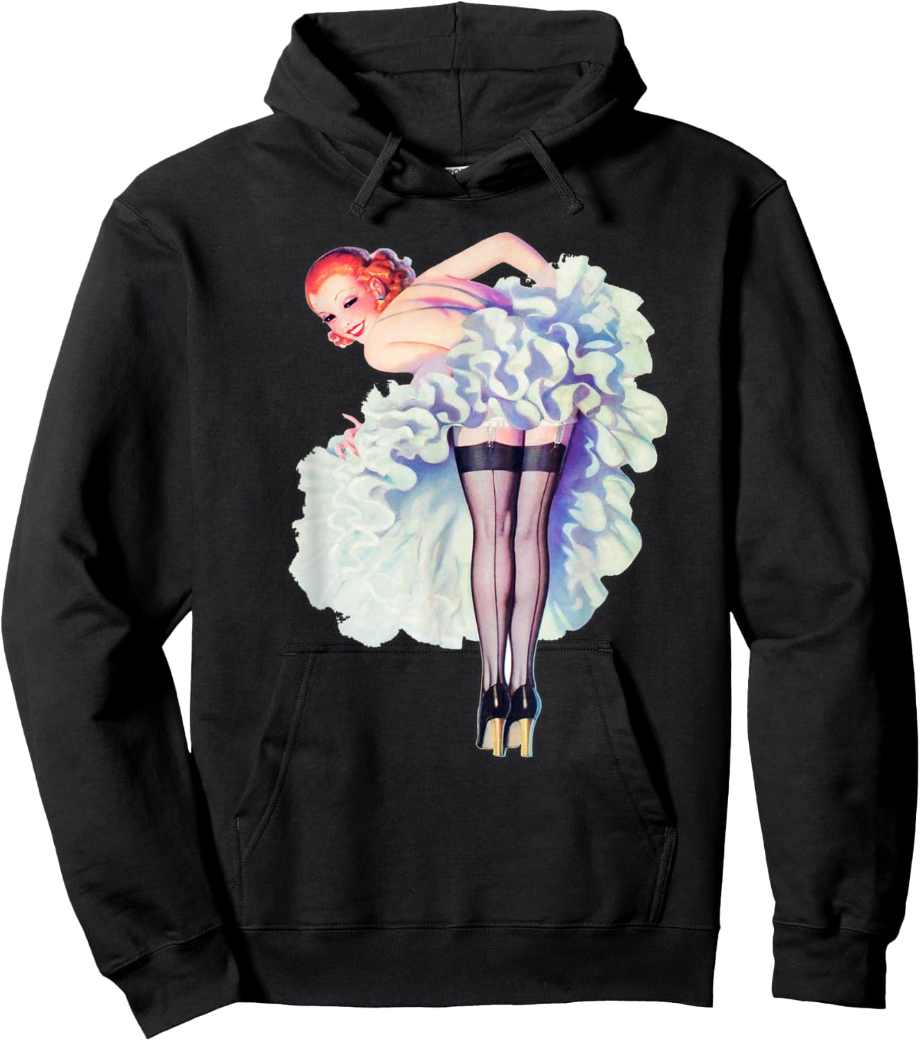 WW2 America Vintage Redhead Pin Up Girls-Sexy Pinup Girl Art Hoodie - Hoodie | Black