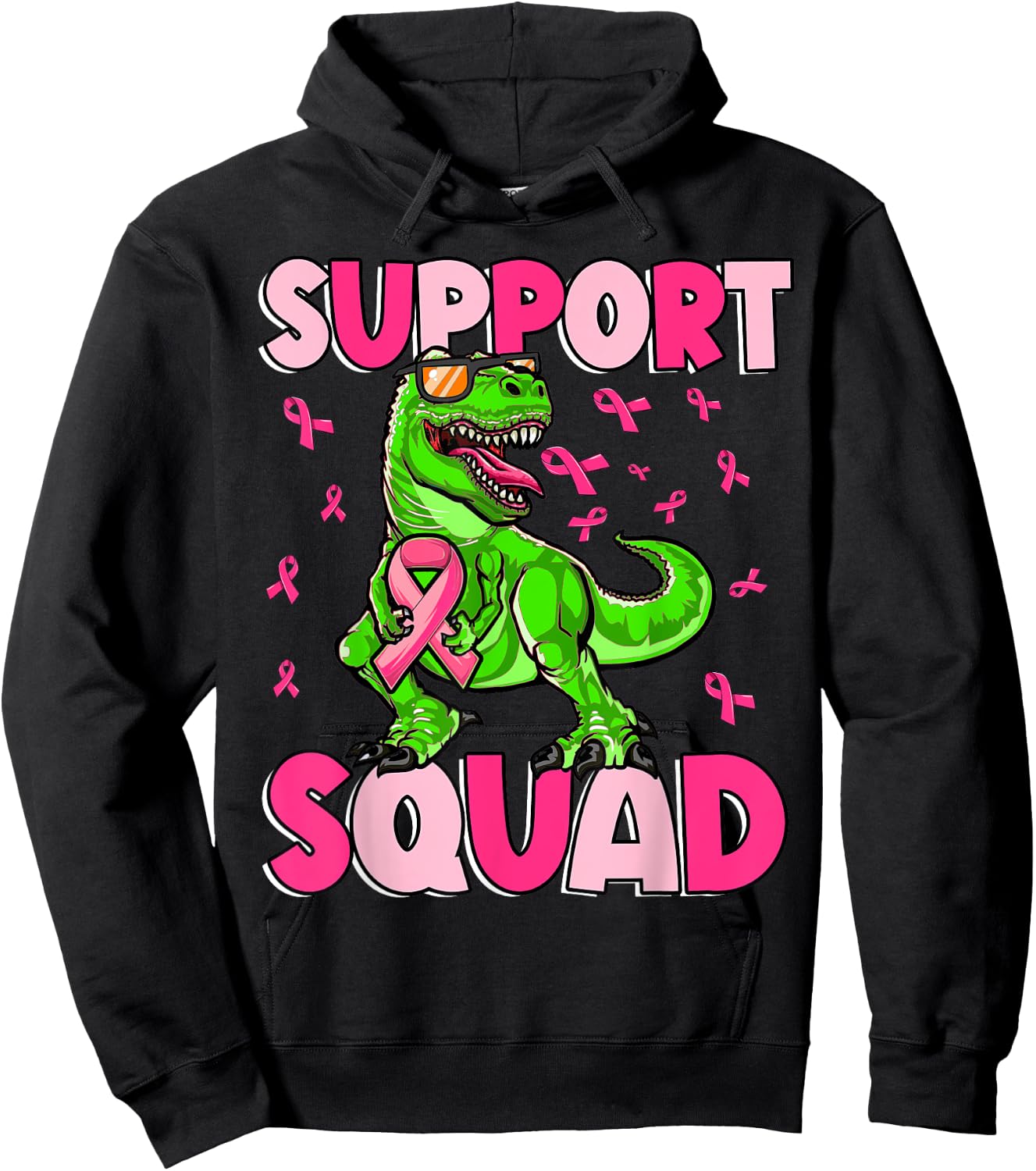 Breast Cancer Youths Toddlers, T-Rex Breast Cancer Boys Kids Hoodie - Hoodie | Black