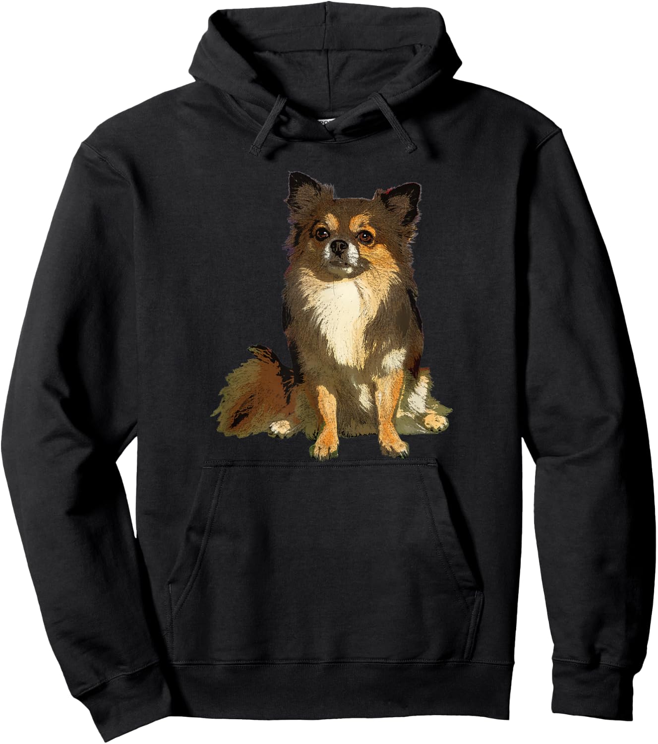 Long Haired Chihuahua Cute Cartoon Graphic Dog Lover Gifts Men Women Kids Hoodie - Hoodie | Black