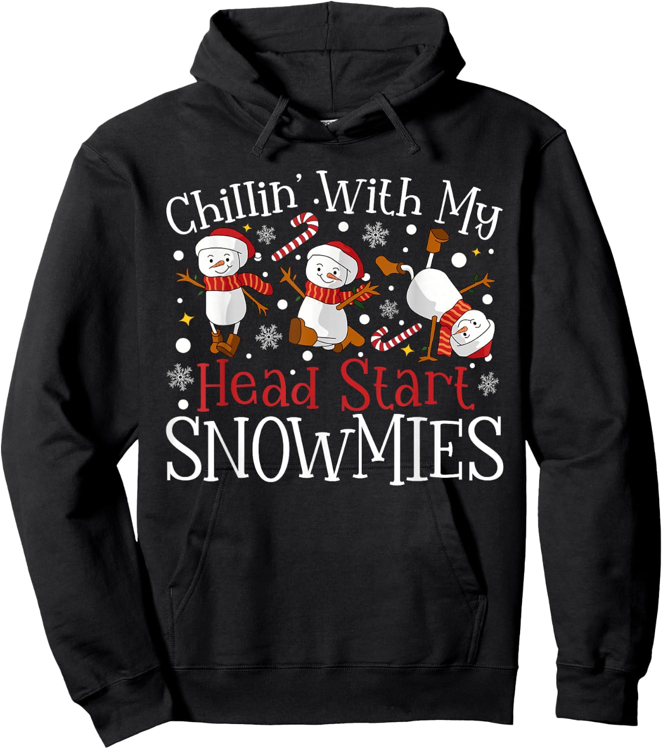 Chillin' With My Head Start Snowmies Teacher Christmas Kids Hoodie - Hoodie | Black