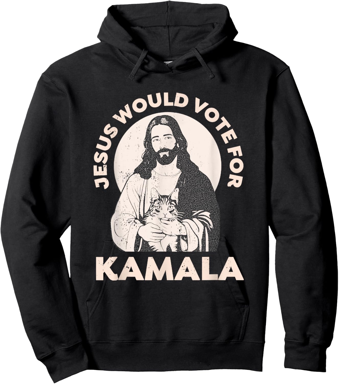 Jesus Would Vote For Kamala Harris 2024 Cat Lady Hoodie - Hoodie | Black