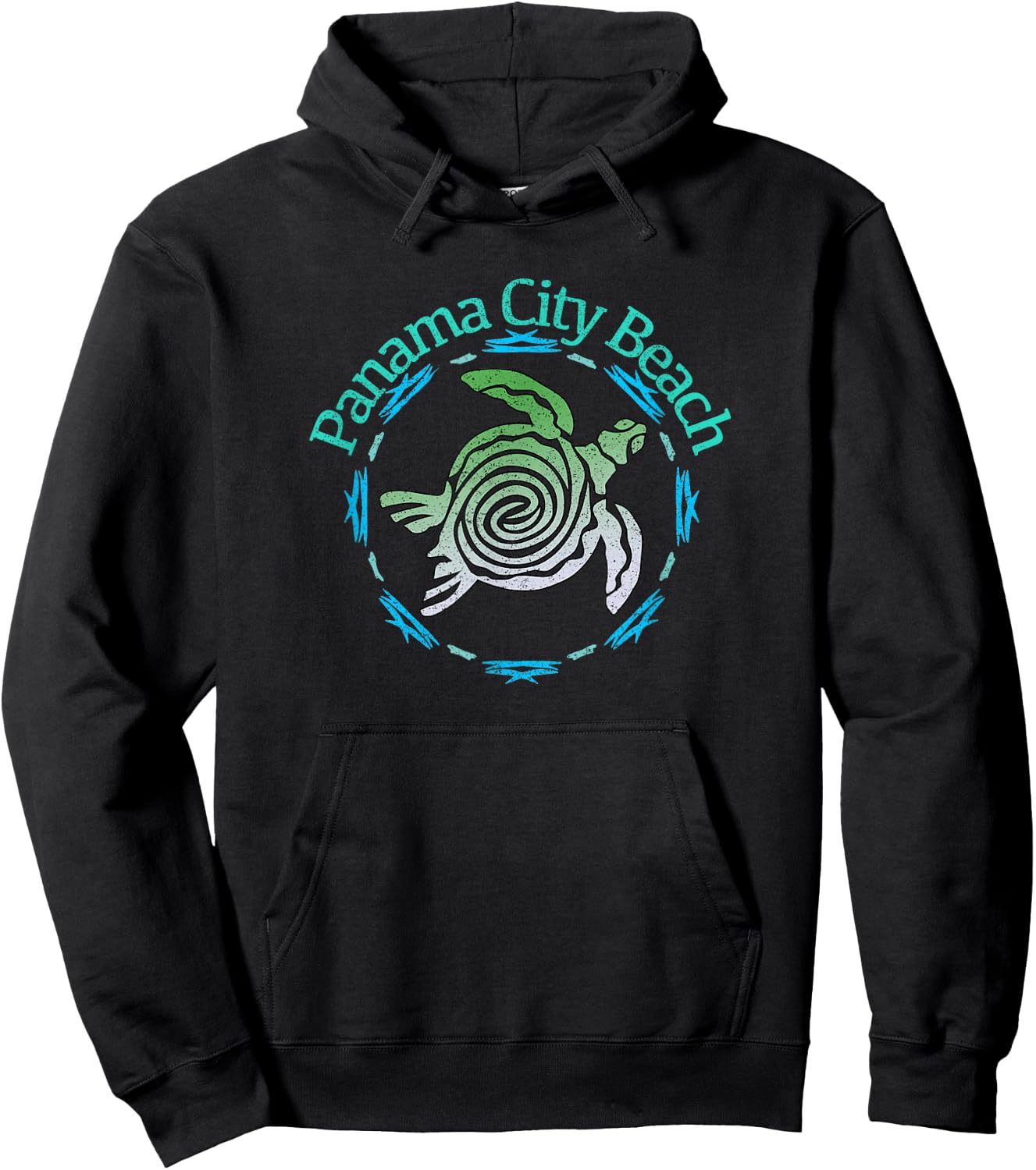 Panama City Beach Vintage Tribal Turtle Hoodie - Hoodie | Black