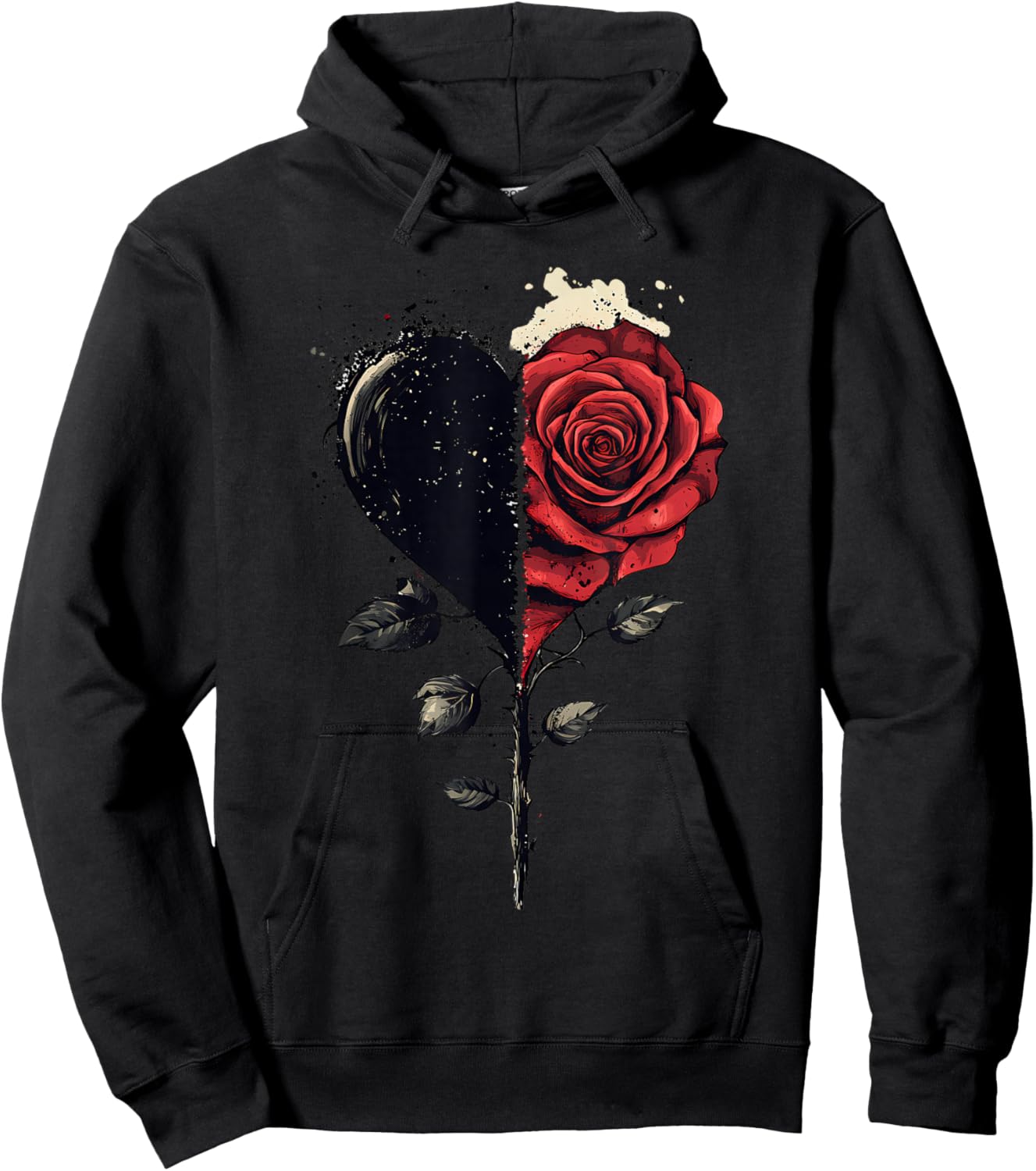 Red Rose Heart Flower Botanist Garden Gardening Flower Rose Hoodie - Hoodie | Black