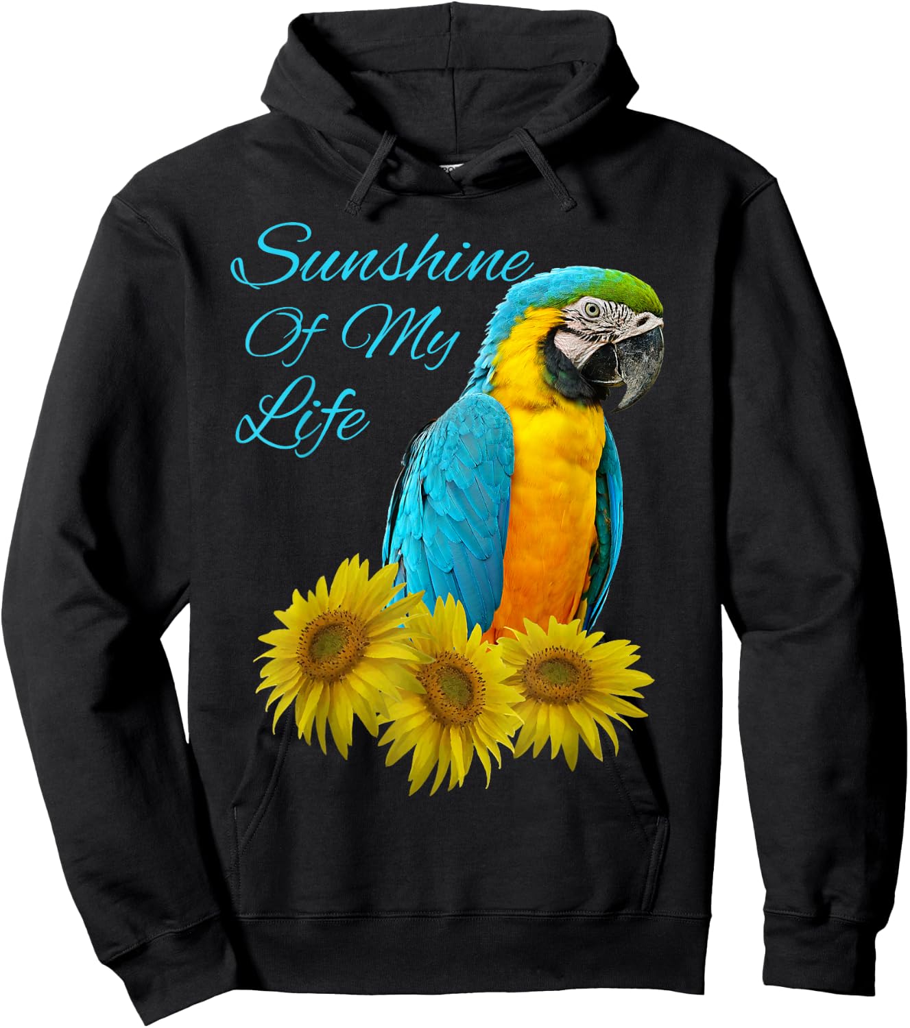 Yellow Chestnut Macaw Parrot Sunshine Sunflower Hoodie - Hoodie | Black