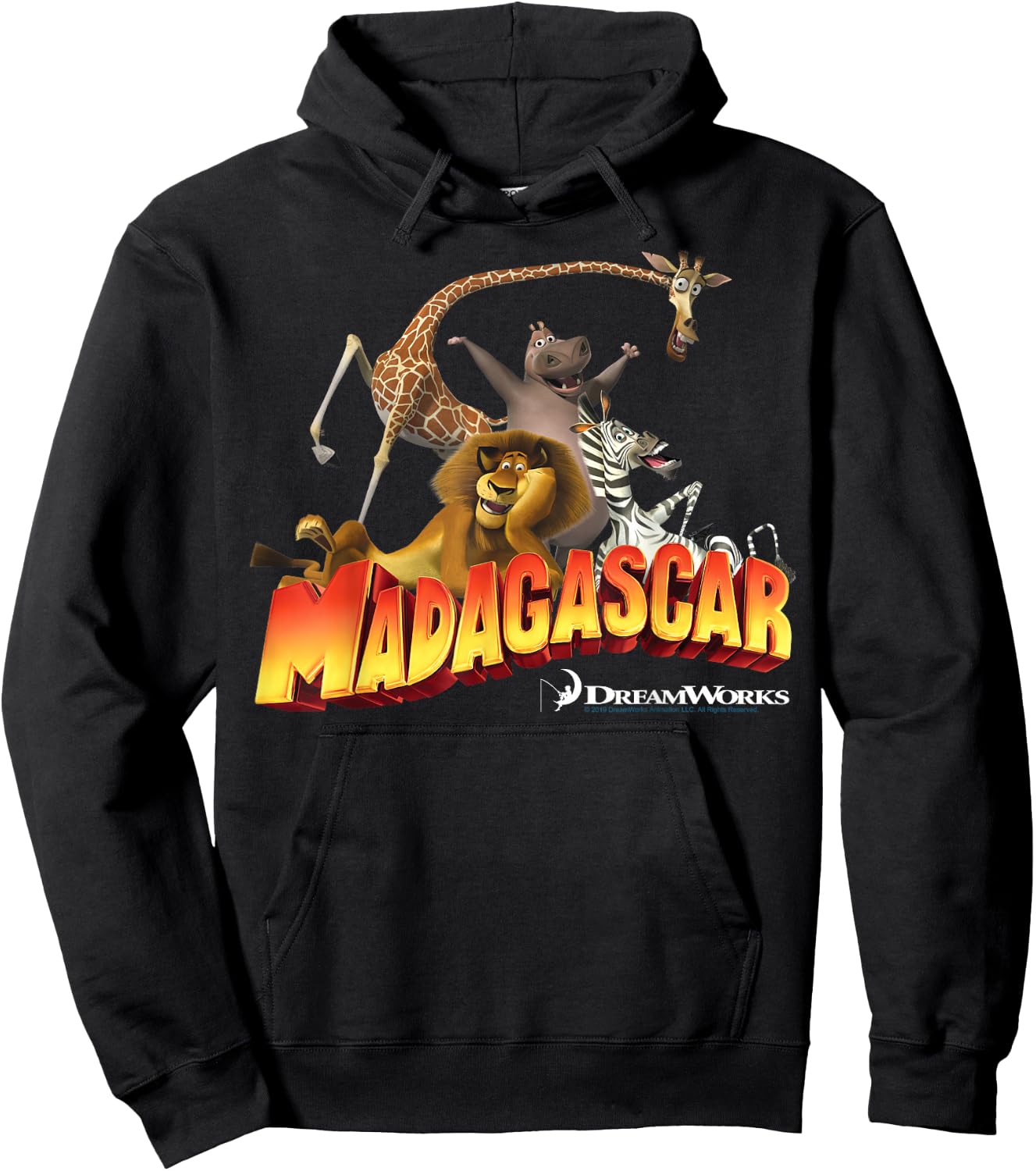 Madagascar Group Shot Classic Movie Logo Hoodie - Hoodie | Black