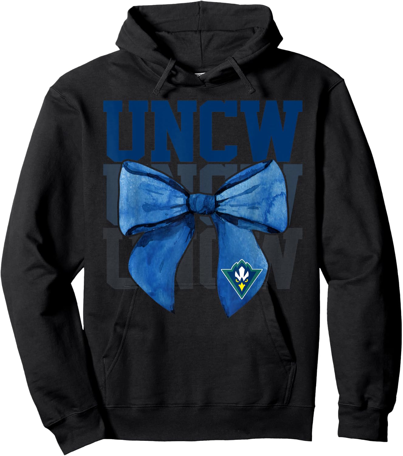 UNCW Arch Vintage Retro College Bow Athletics Girls Women Hoodie - Hoodie | Black