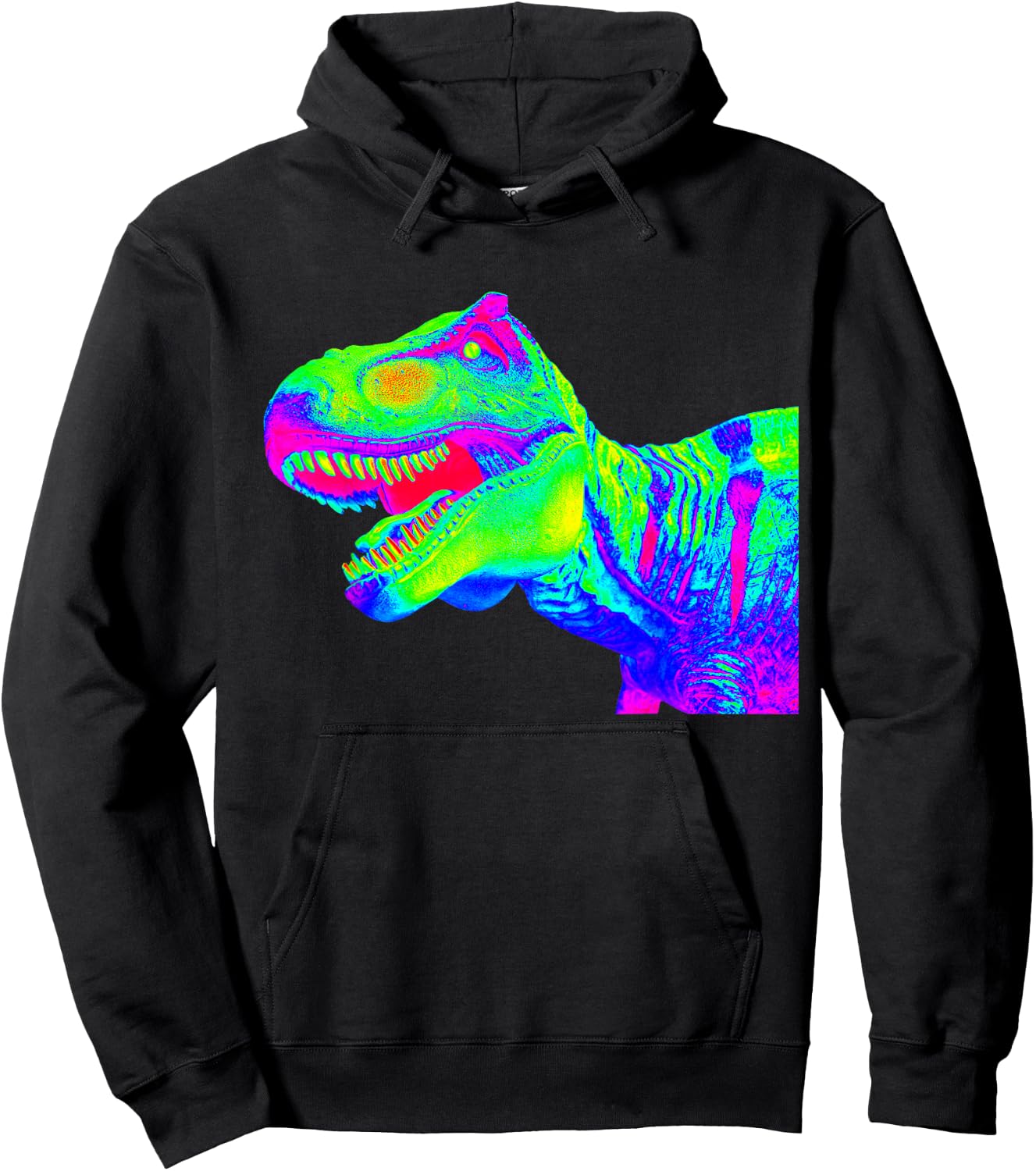 EDM T Rex Tyrannosaurus Rex | Rainbow Rave Dinosaur Hoodie - Hoodie | Black