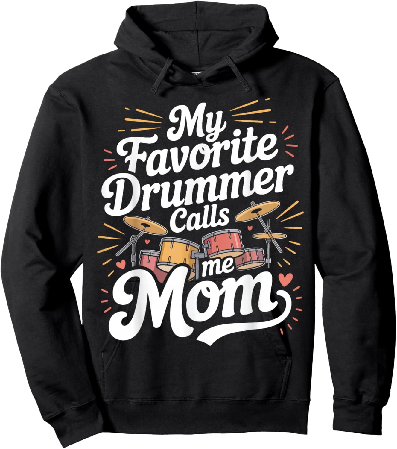 Drummer Drum Set Vintage My Favorite Drummer Calls Me Mom Hoodie - Hoodie | Black