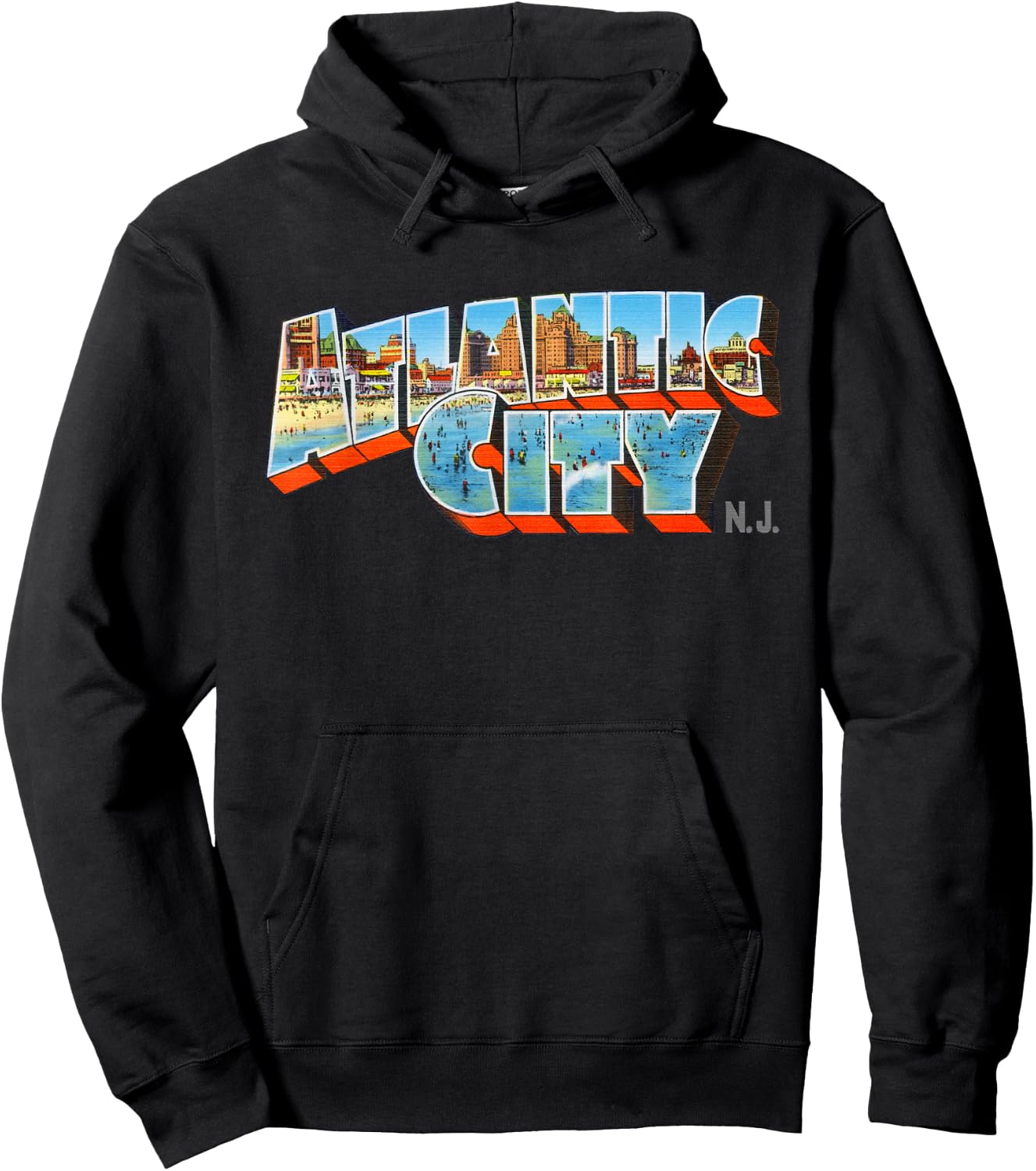 Atlantic City New Jersey NJ Vintage Retro Souvenir Hoodie - Hoodie | Black