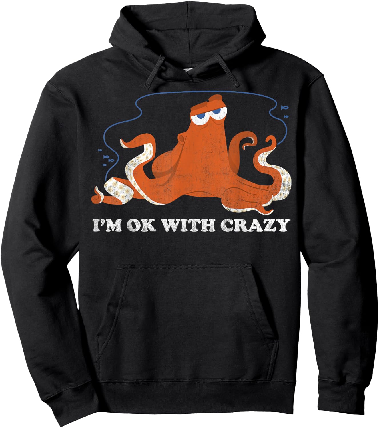 Disney Pixar Finding Dory Hank Ok With Crazy Bold Logo Hoodie - Hoodie | Black