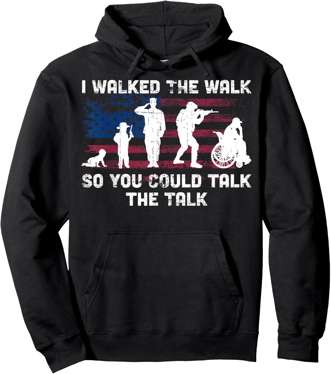 Veteran gifts, I Walked The Walk, disabled veteran Hoodie - Hoodie | Black