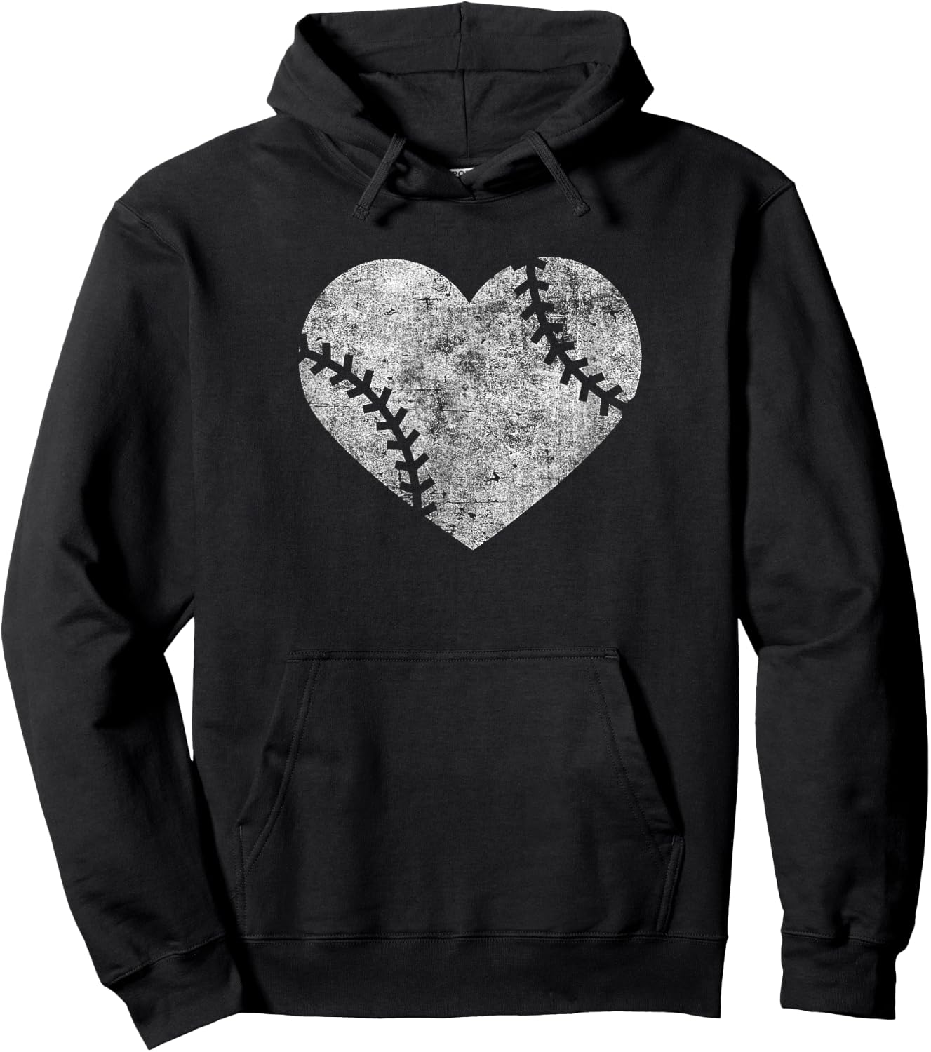 I Love Baseball Distressed Vintage Heart Graphic Hoodie - Hoodie | Black