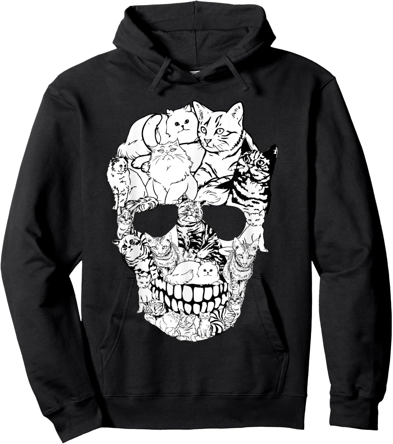 Cat Skull Shirt - Kitty Skeleton Halloween Costume Skull Cat Hoodie - Hoodie | Black