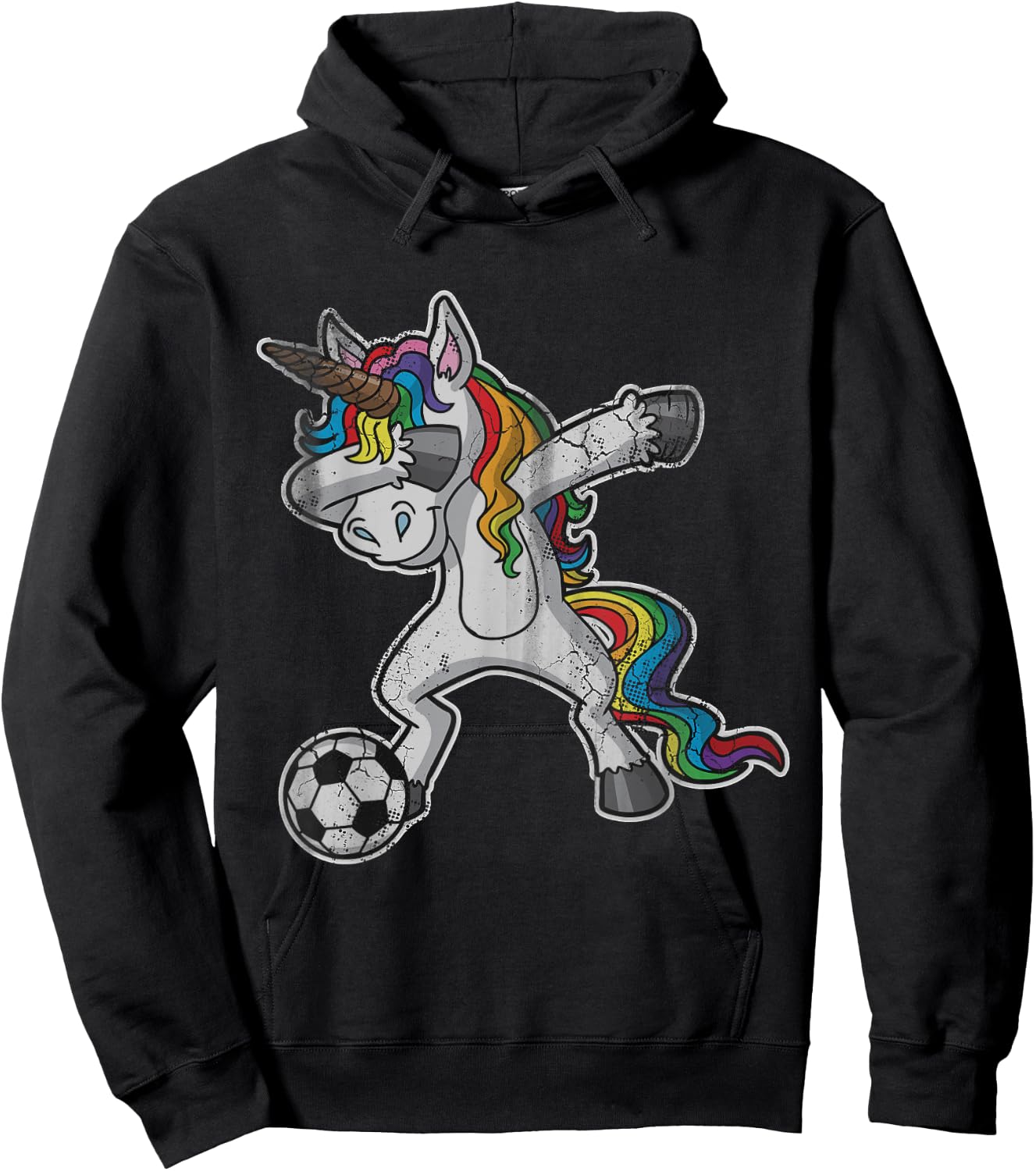 Unicorn Girls Soccer Player Dabbing Mom Kids Women Hoodie - Hoodie | Black