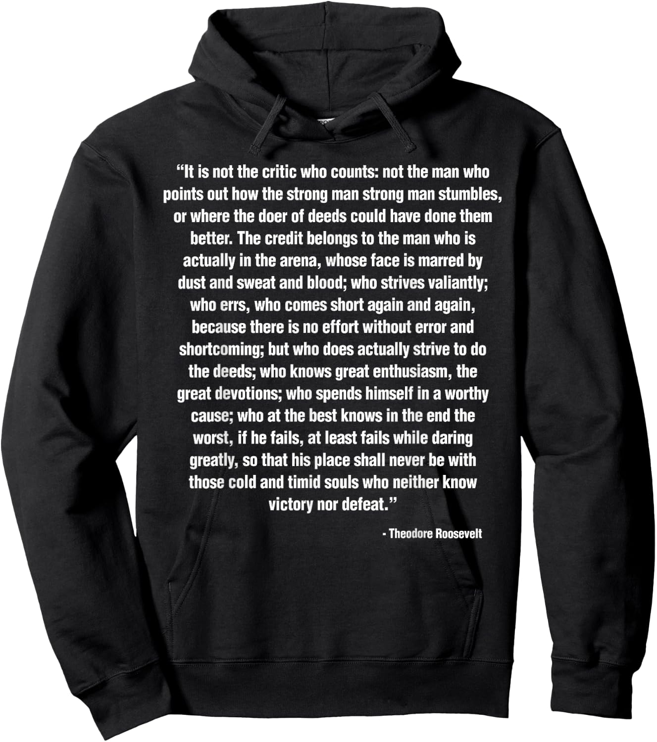 Man In The Arena Slogan Teddy Roosevelt Quote Icon Hoodie - Hoodie | Black