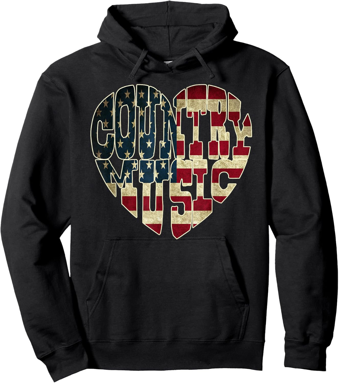 I Love America Country Music Patriotic Shirt USA Flag Kids Men Hoodie - Hoodie | Black