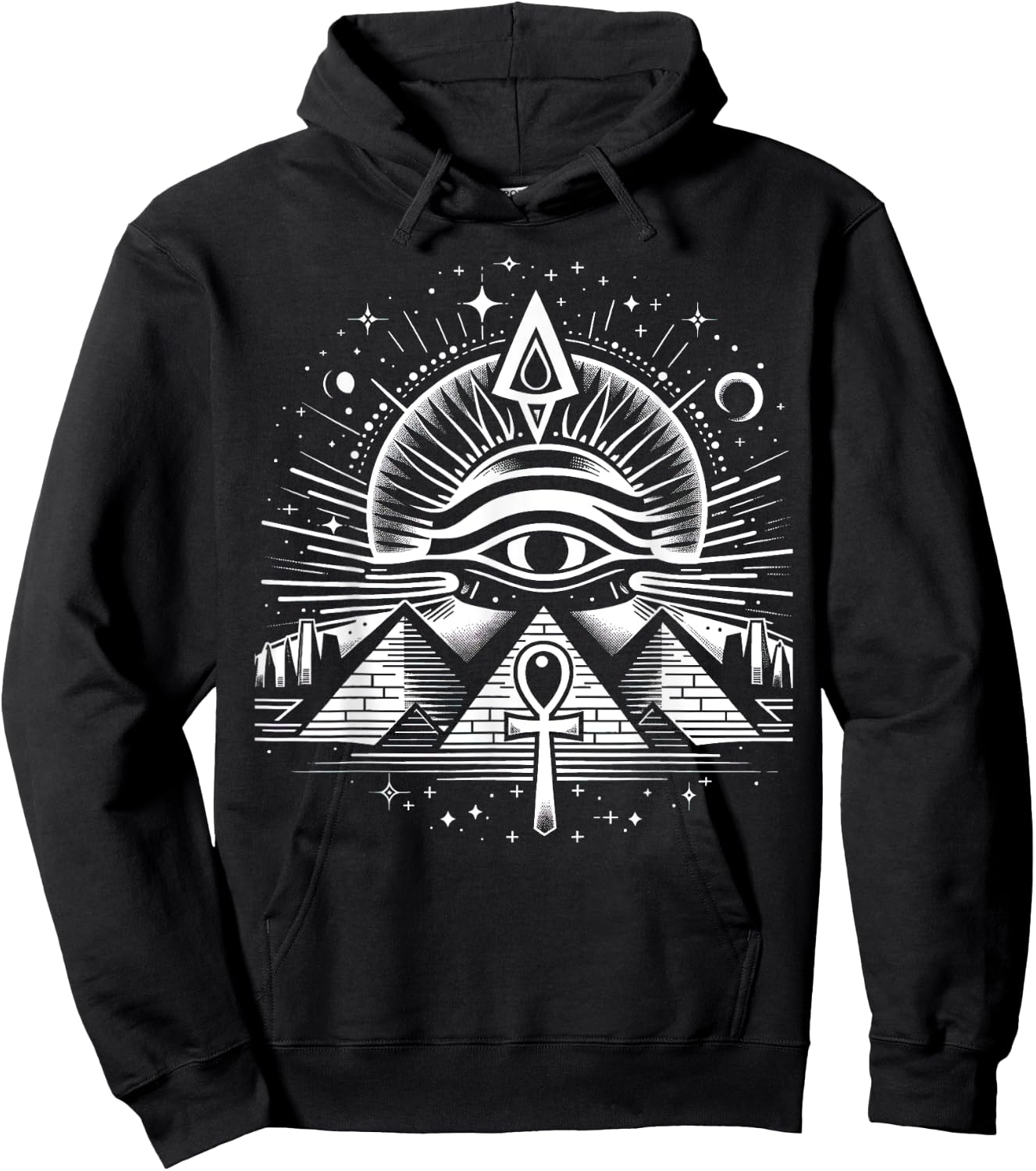 Mystical Ancient Egyptian Symbols Eye Hoodie - Hoodie | Black