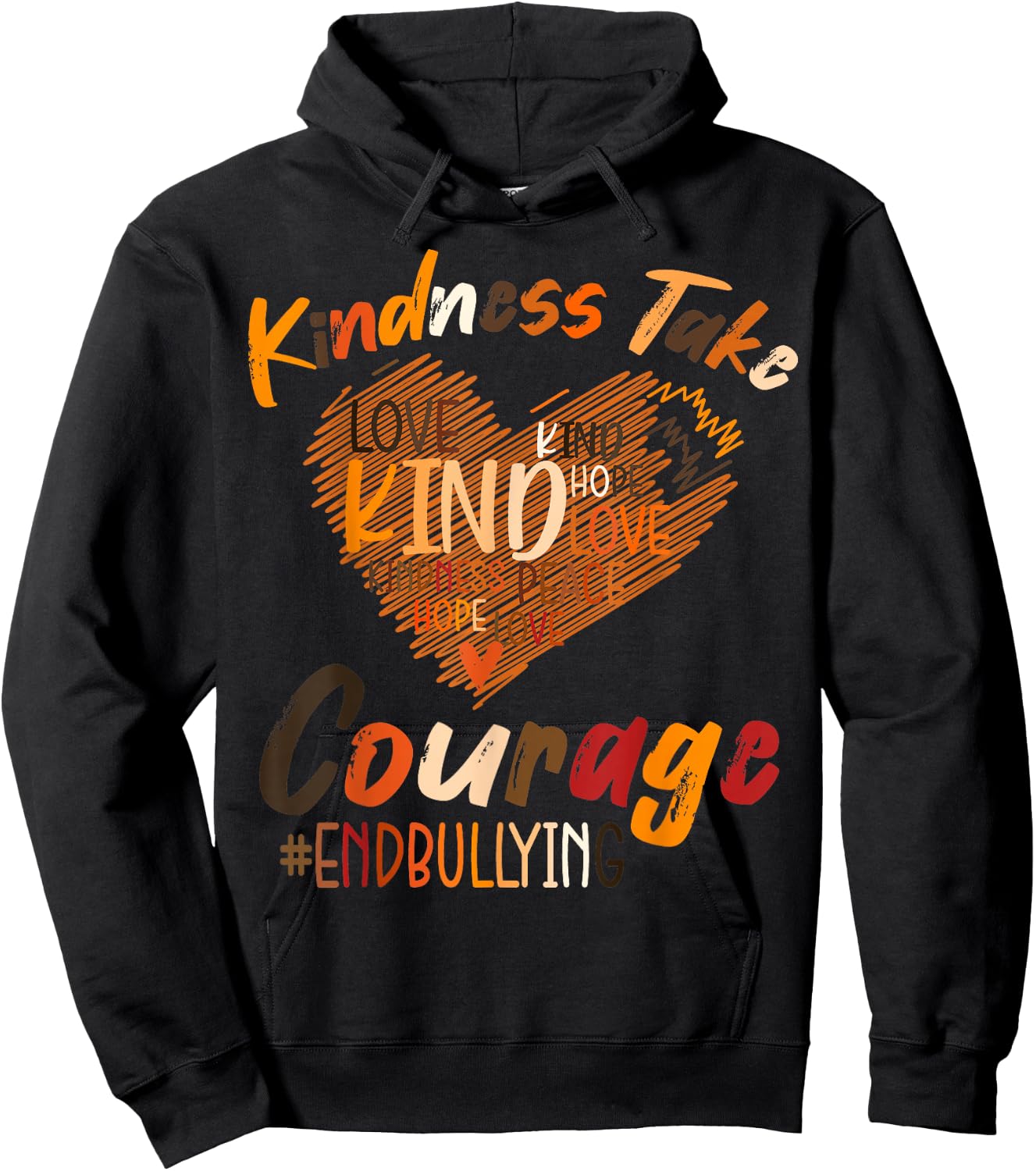 Kindness Take Courage End Bullying Unity Day Orange Kids Hoodie - Hoodie | Black