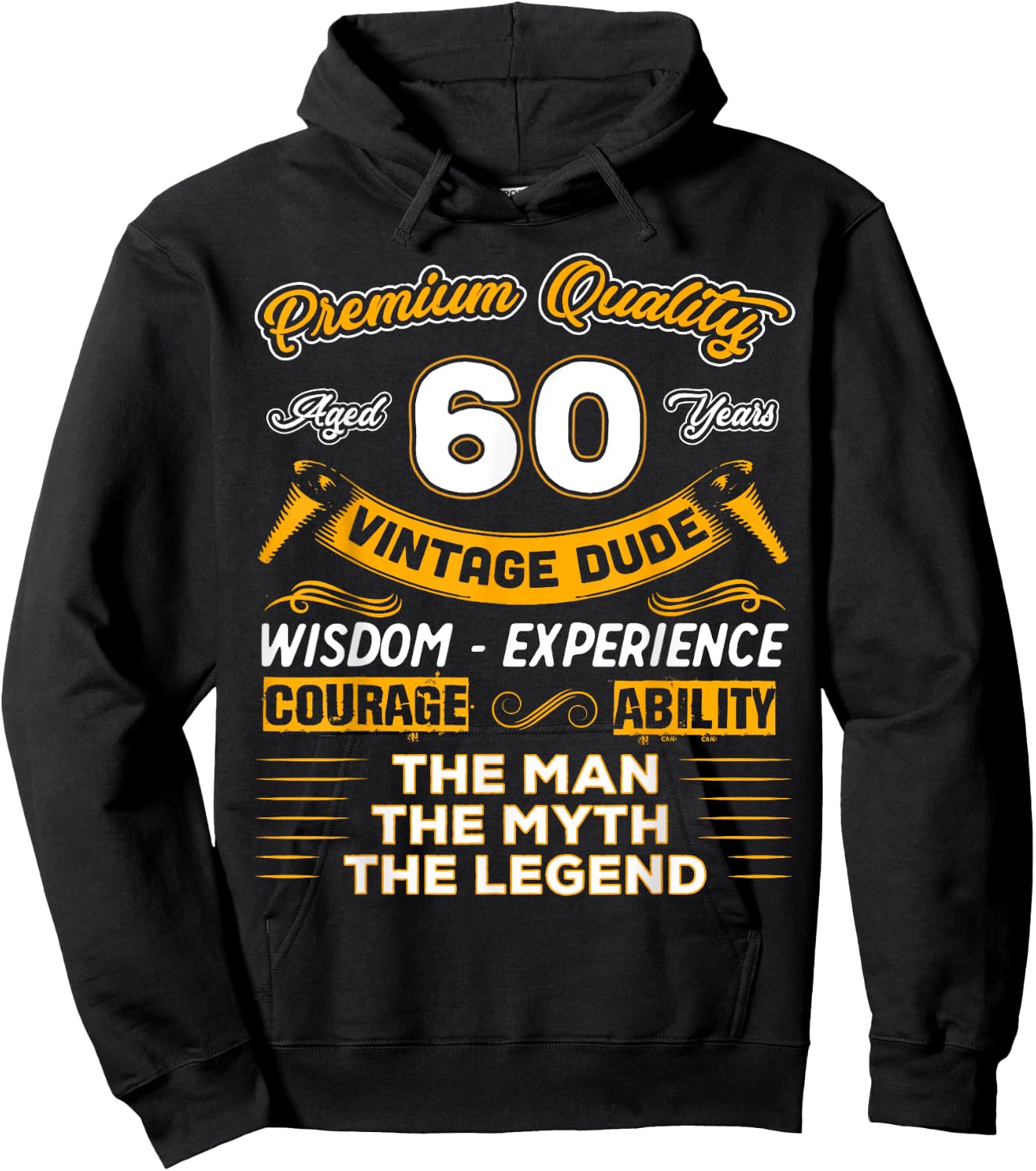 Vintage Dude The Man Myth Legend 60 Yrs 60th Birthday Shirt Hoodie - Hoodie | Black