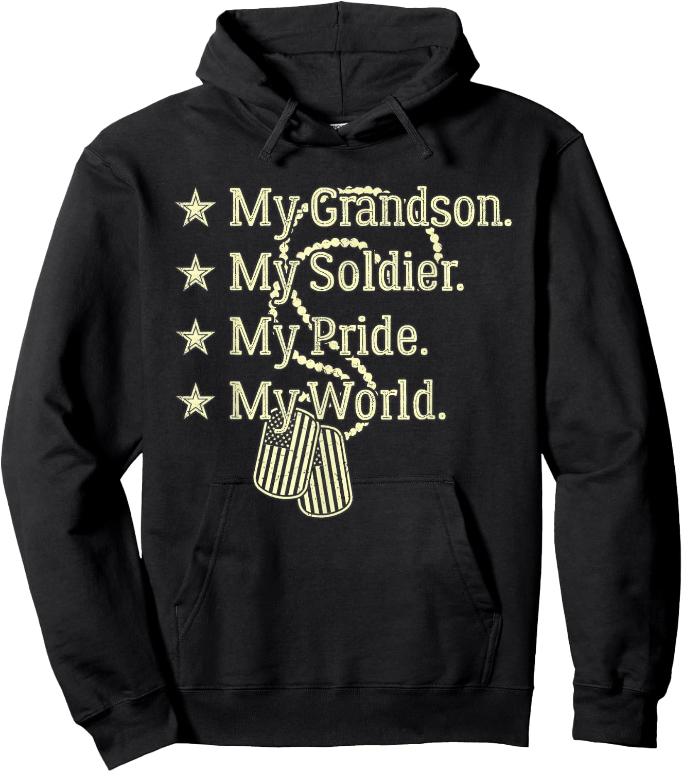 My Grandson My Soldier Hero Proud Military Grandparent Gift Hoodie - Hoodie | Black