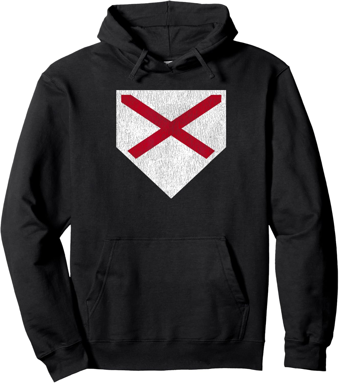 Vintage Baseball Home Plate With Alabama State Flag Hoodie - Hoodie | Black