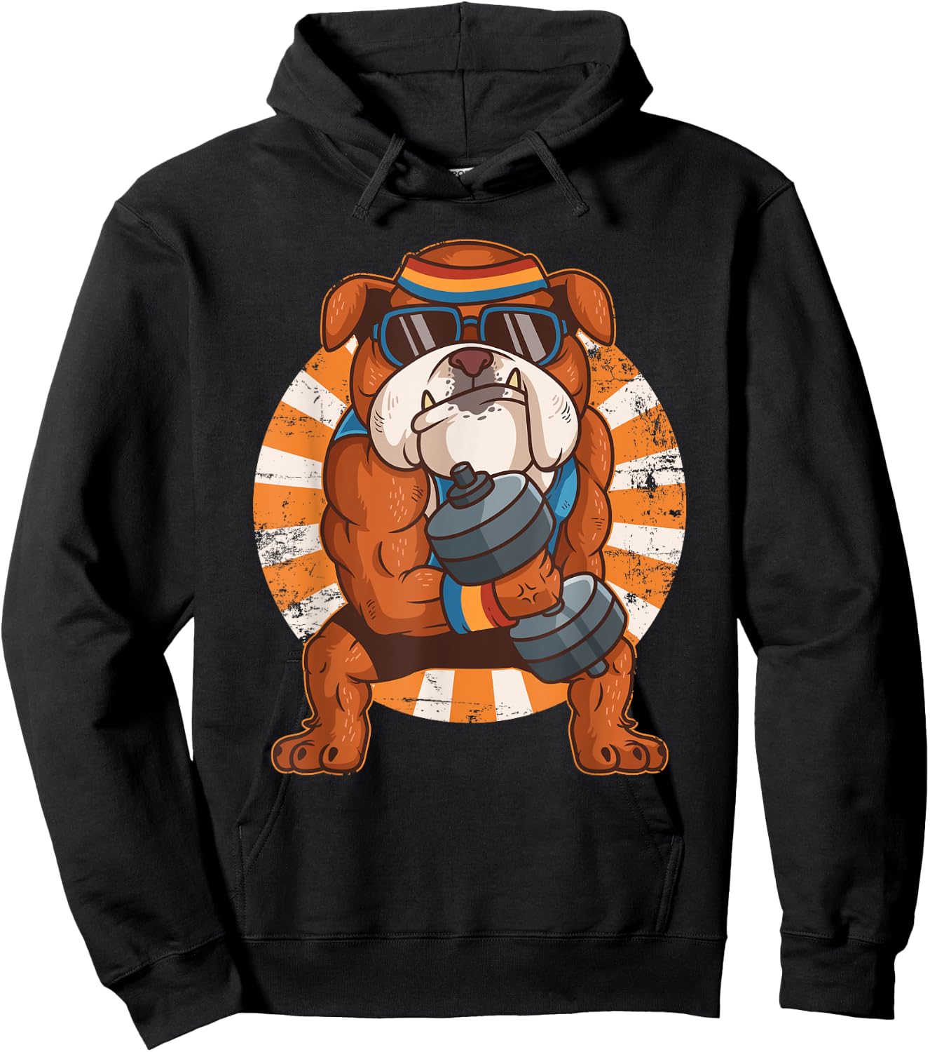 Bulldog Weight Lifting Workout Gym Training Dog Lovers Women Kids Hoodie - Hoodie | Black