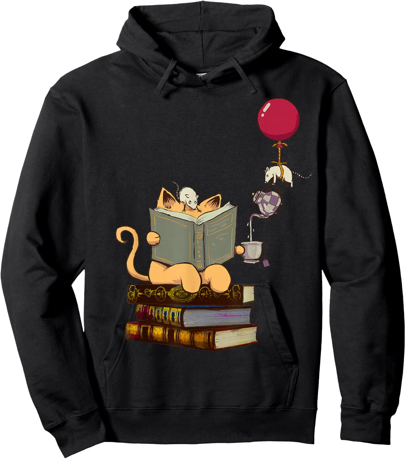 Kittens, Cats, Tea, Books and Balloon Hoodie - Hoodie | Black
