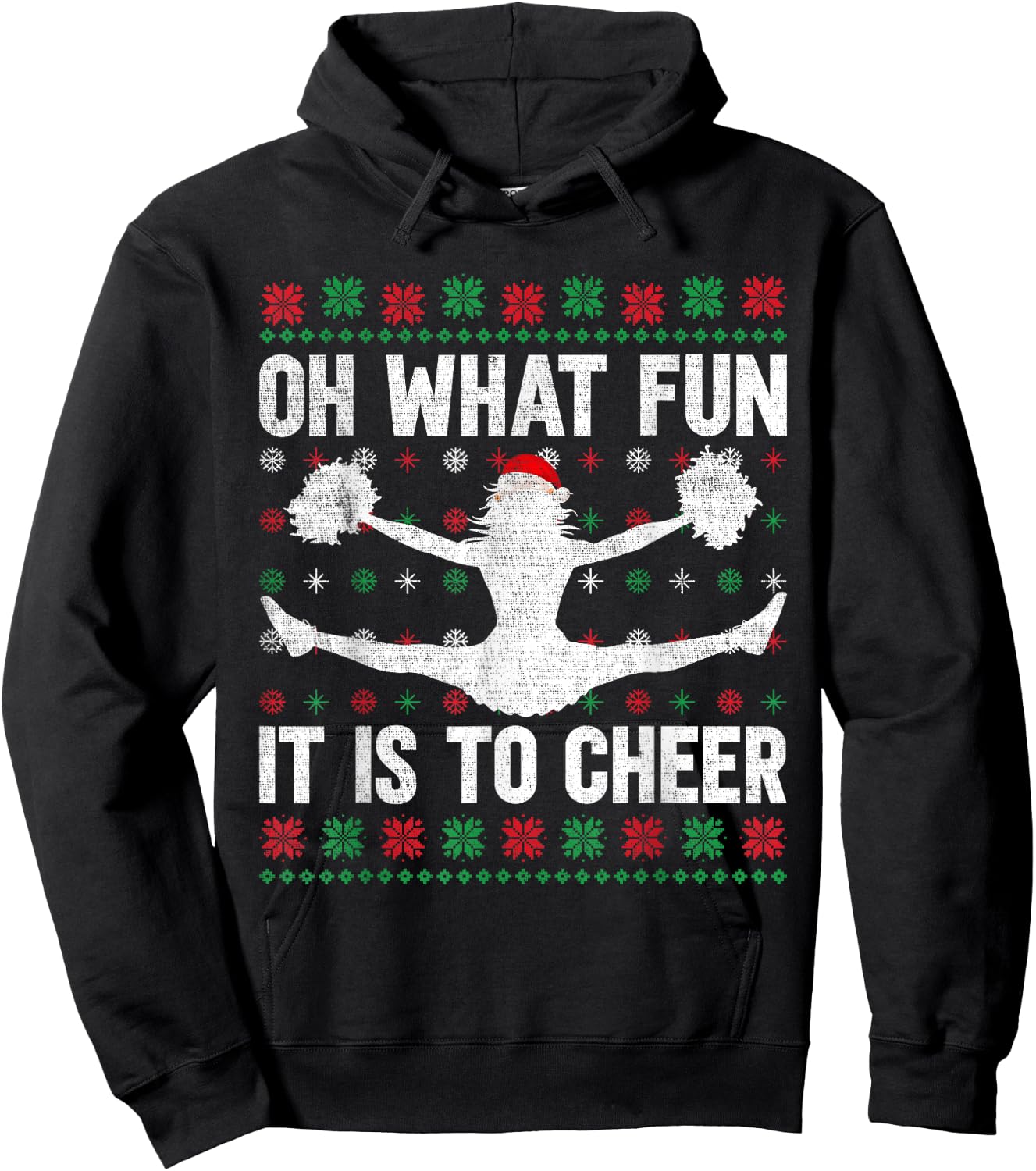 Oh What Fun It Is To Cheer Ugly Cheerleading Christmas Hoodie - Hoodie | Black