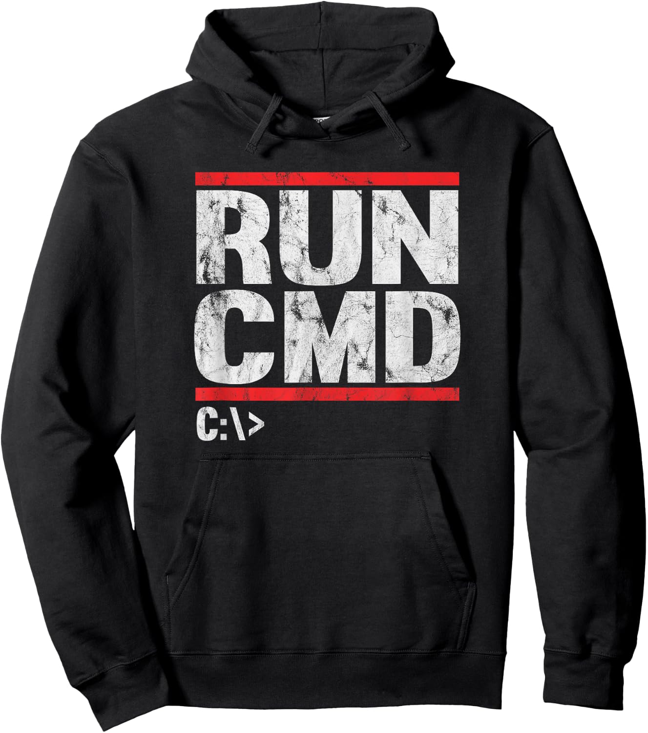 Run CMD Distressed Funny Hoodie - Hoodie | Black