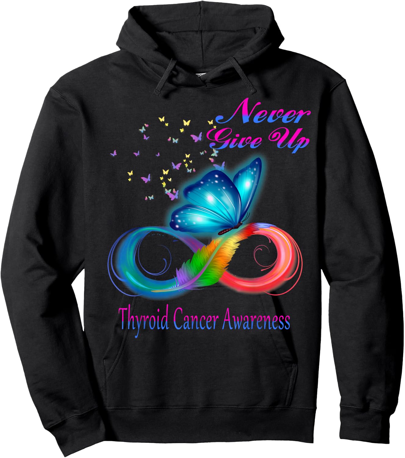 Butterfly Thyroid Cancer Awareness Hoodie - Hoodie | Black