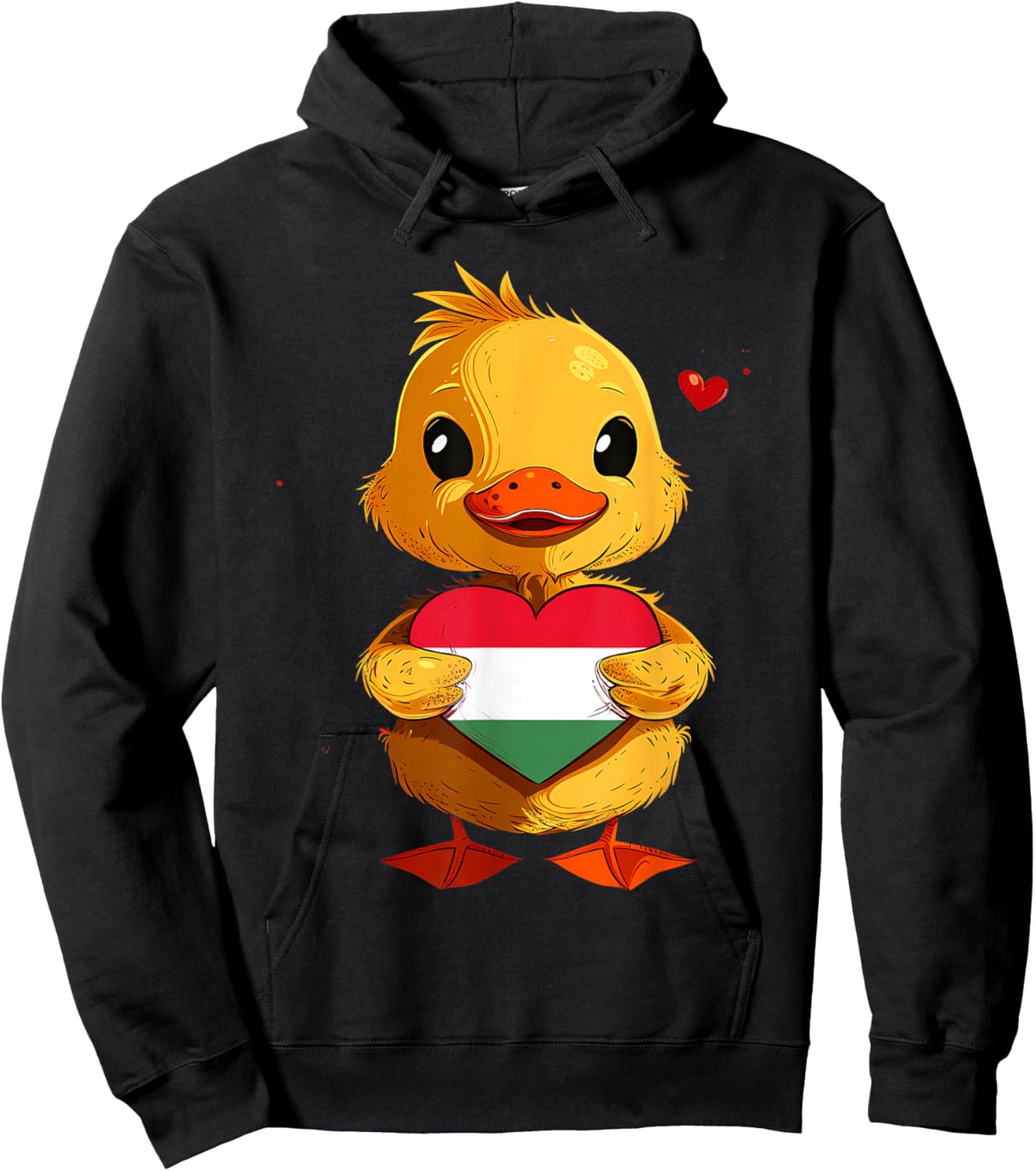 Hungarian Flag Cute Duck Heart Hungarian Pride Hungary Hoodie - Hoodie | Black