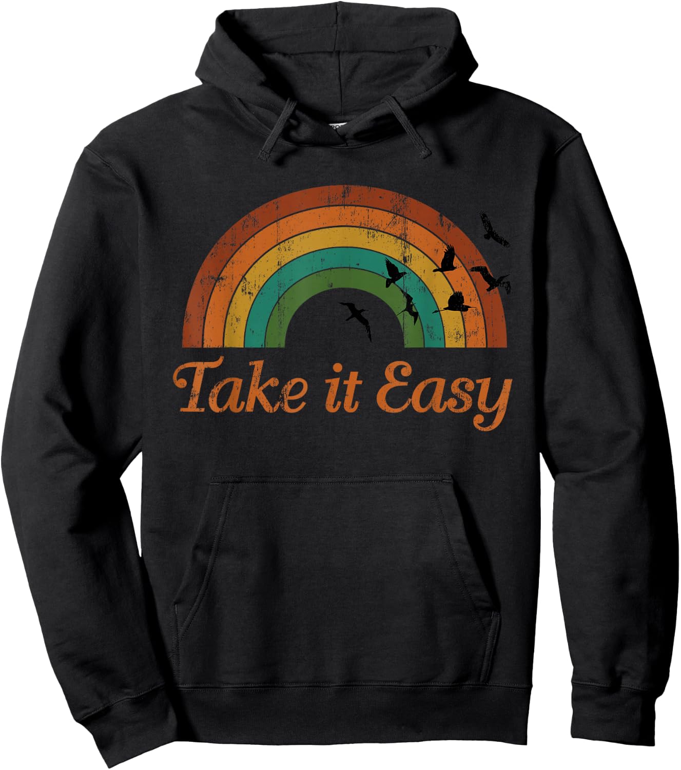 Vintage Retro Weathered look Take it Easy Hoodie - Hoodie | Black