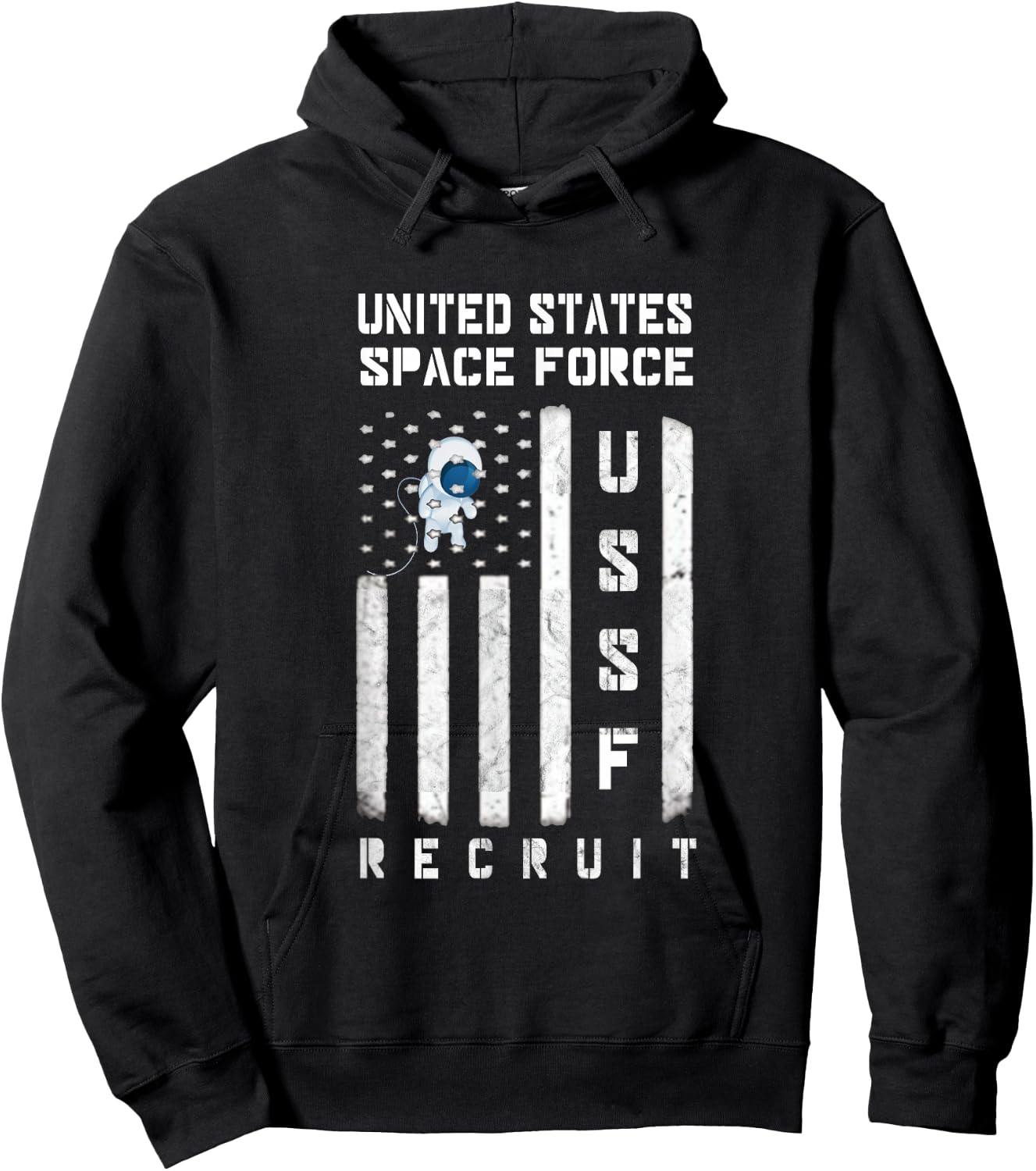 US Space Force Science Fiction Recruit Flag Hoodie - Hoodie | Black