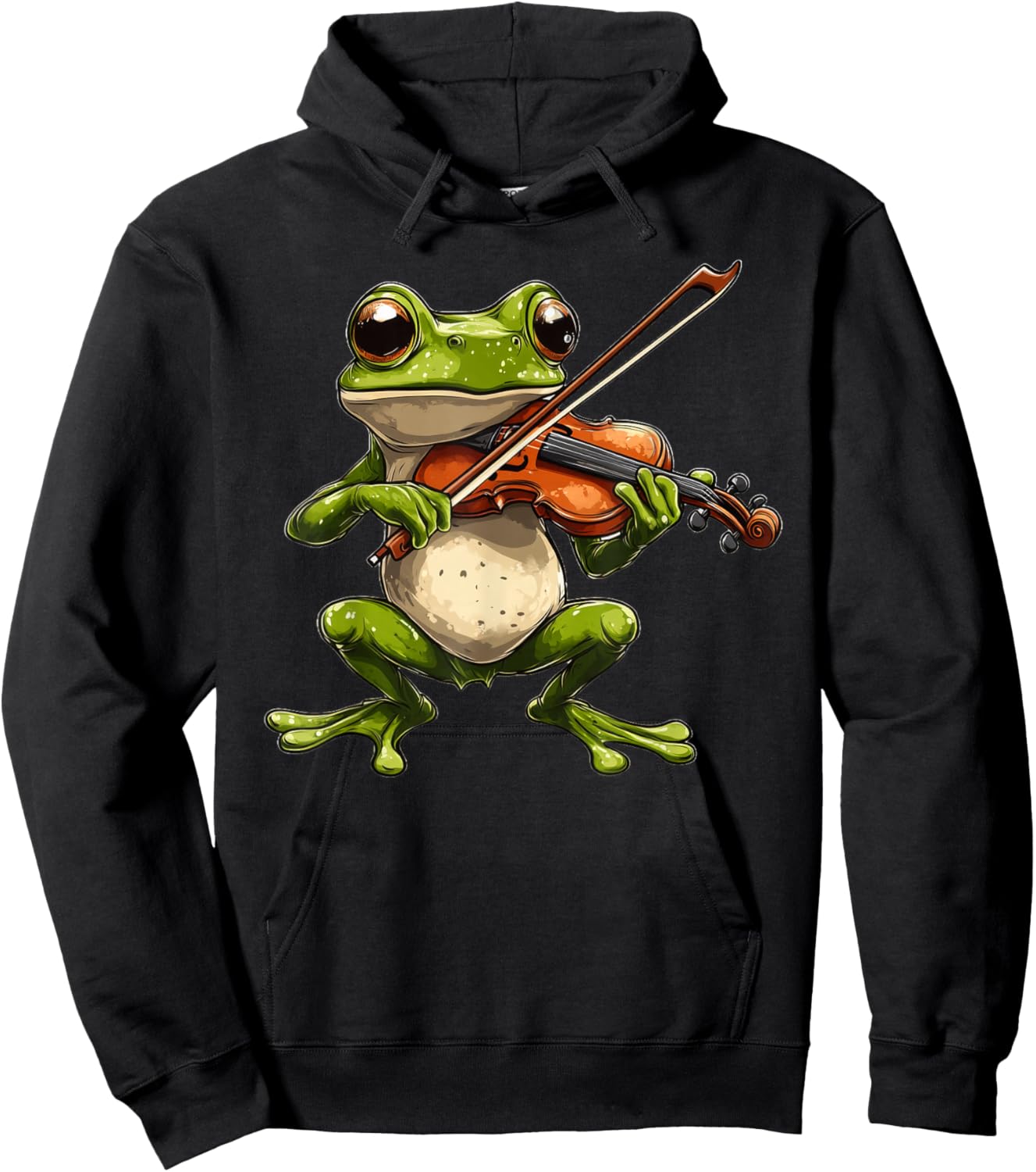 Frog Playing Violin Musician Music Hoodie - Hoodie | Black