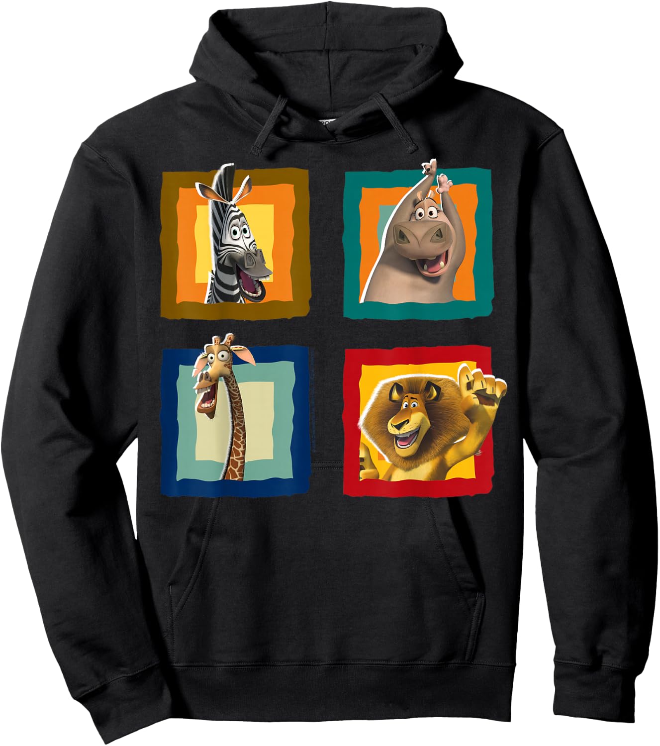 Madagascar Group Shot Quad Panel Poster Hoodie - Hoodie | Black