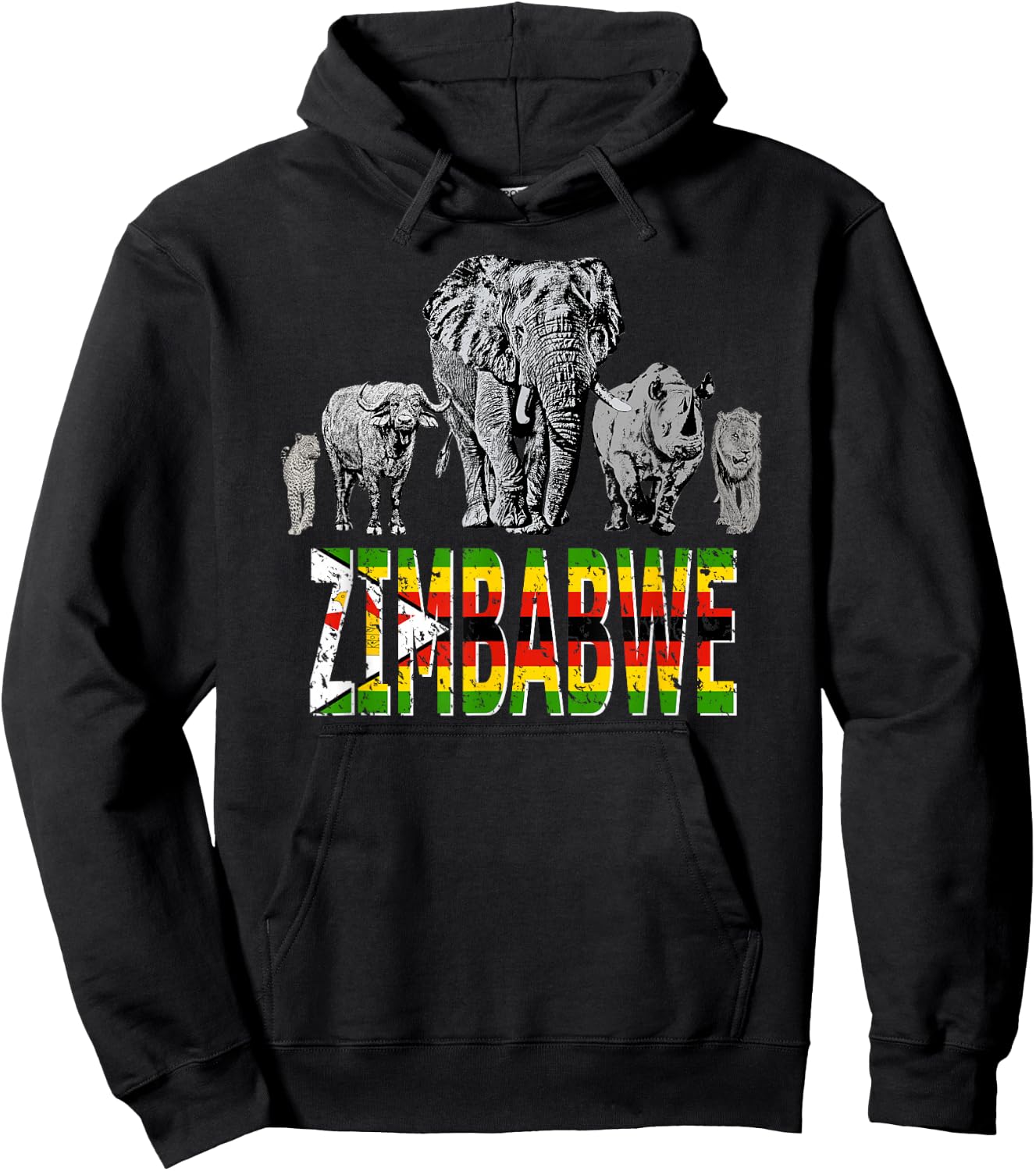 Big Five Zimbabwe Pride Wildlife Hoodie - Hoodie | Black