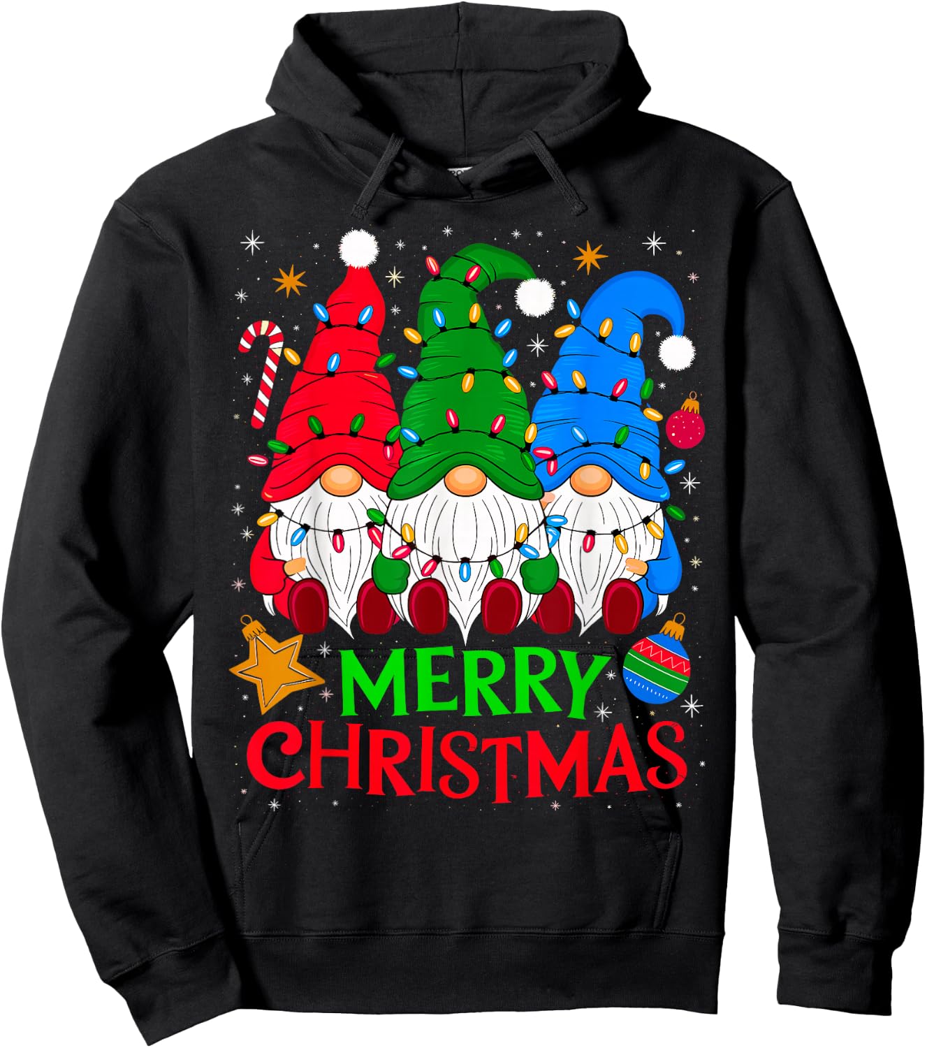 Gnomes Merry Christmas Xmas Matching Hoodie - Hoodie | Black
