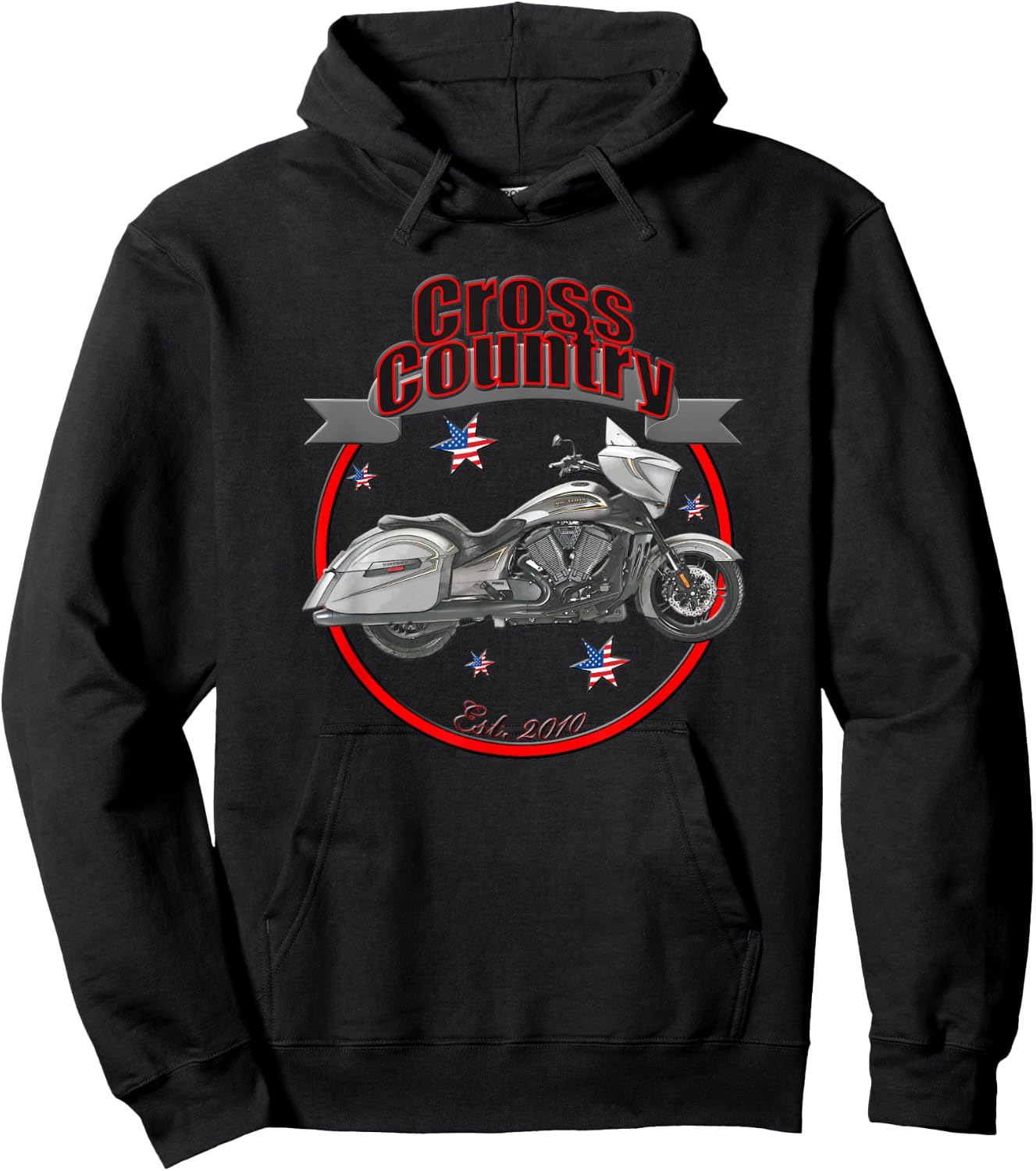 Victory Cross Country U.S.A. Star Motorcycle Hoodie - Hoodie | Black