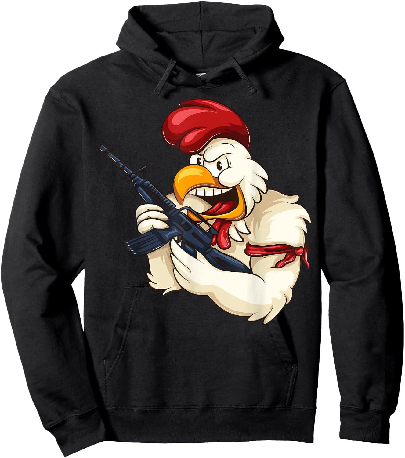 Angry Chicken Cartoon Weapon | Rooster Funny Gun Farmer Gift Hoodie - Hoodie | Black