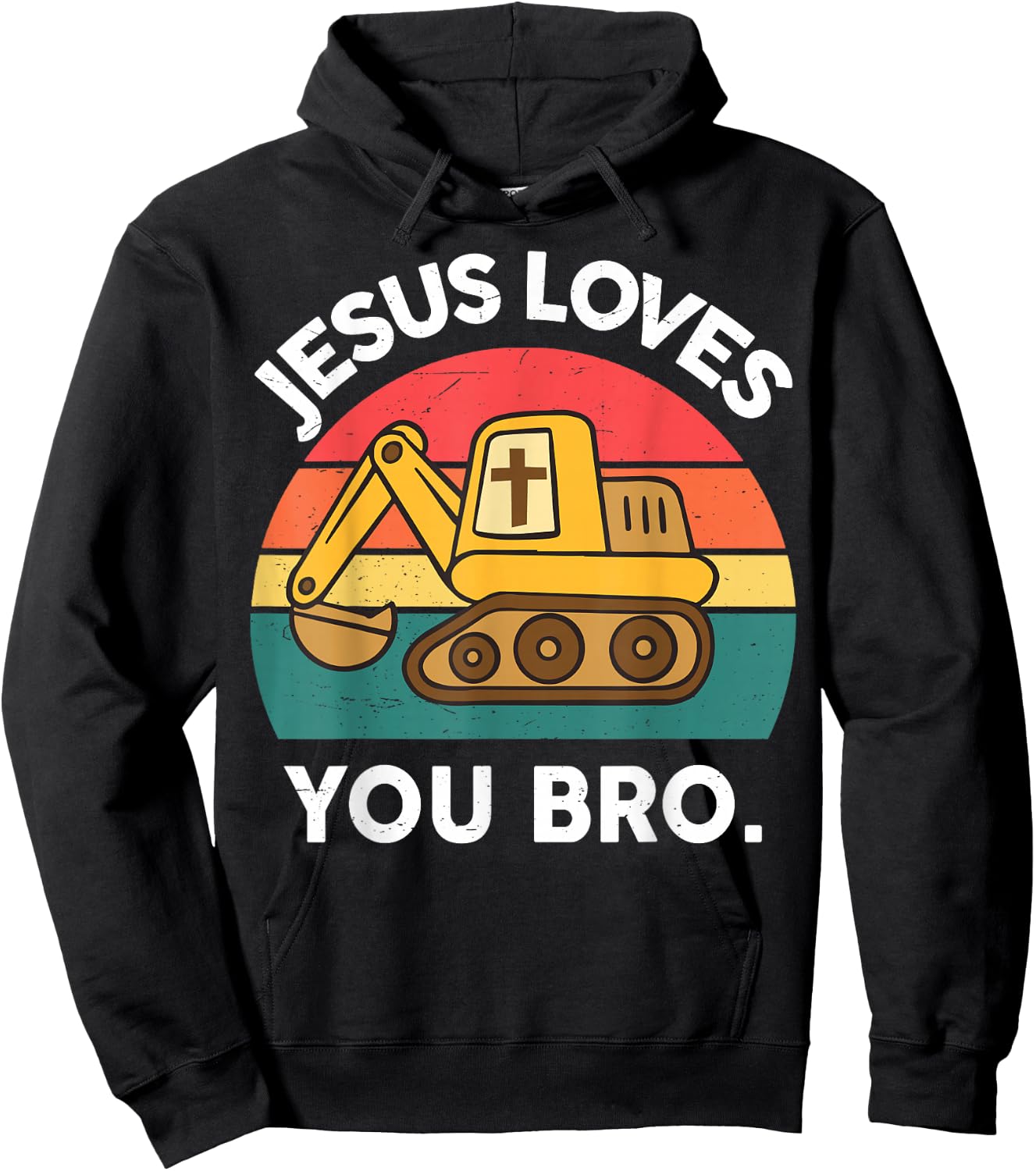 Boy Jesus Loves You Bro Funny Christian Construction Toddler Hoodie - Hoodie | Black