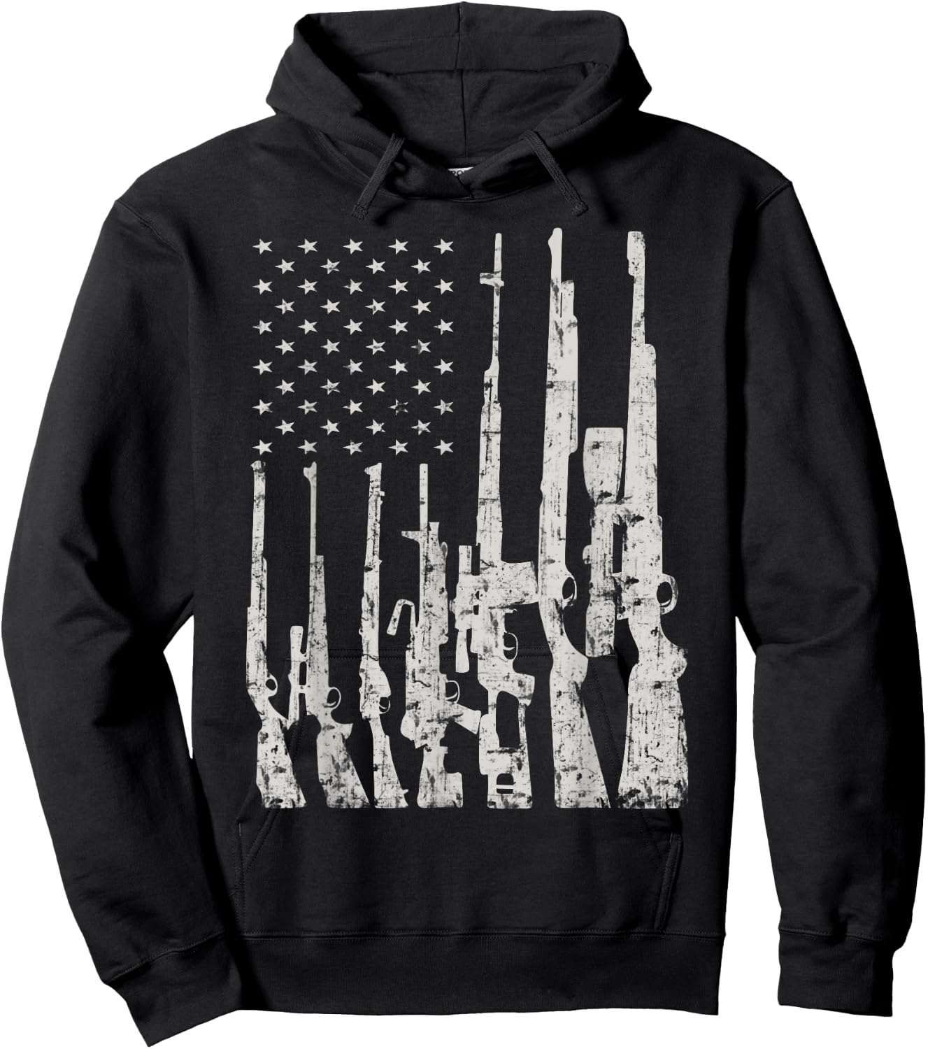 Big American Flag With Machine Guns Gun Flag Shirt Hoodie - Hoodie | Black