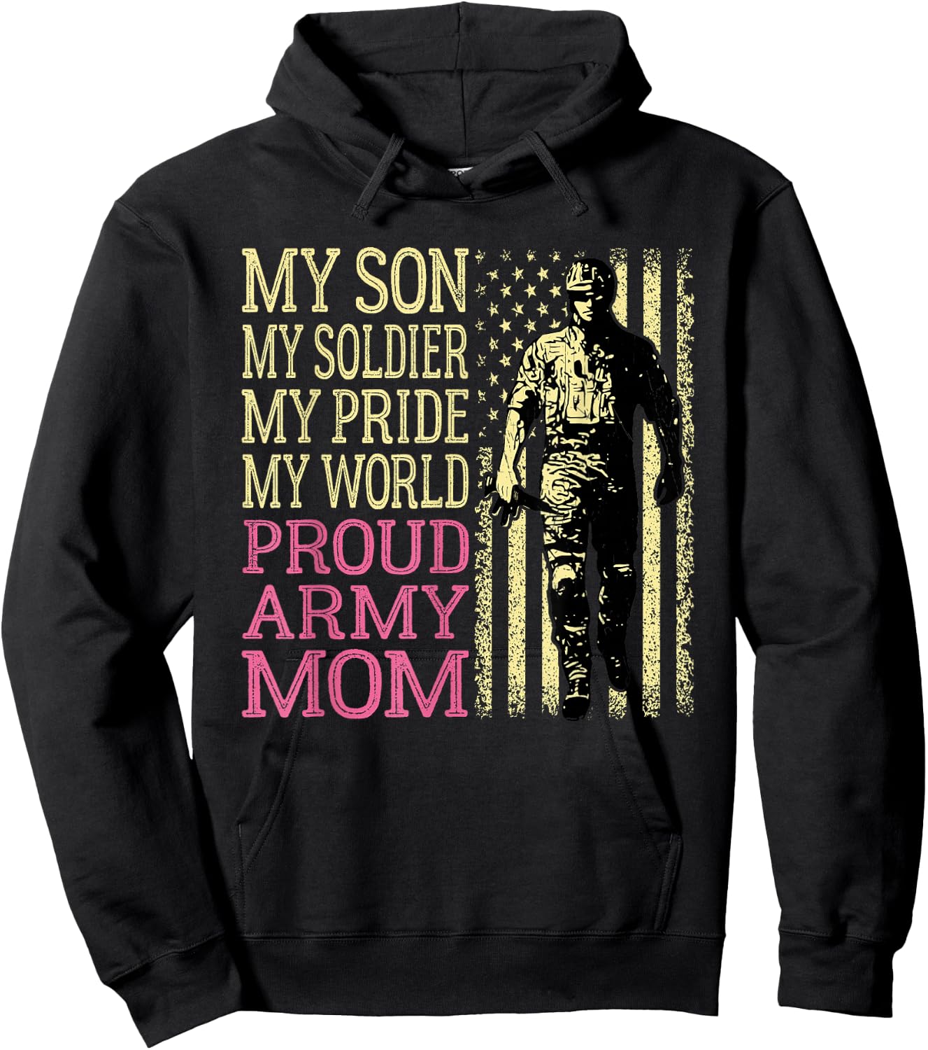 My Son My Soldier Hero Proud Army Mom US Military Mother Hoodie - Hoodie | Black