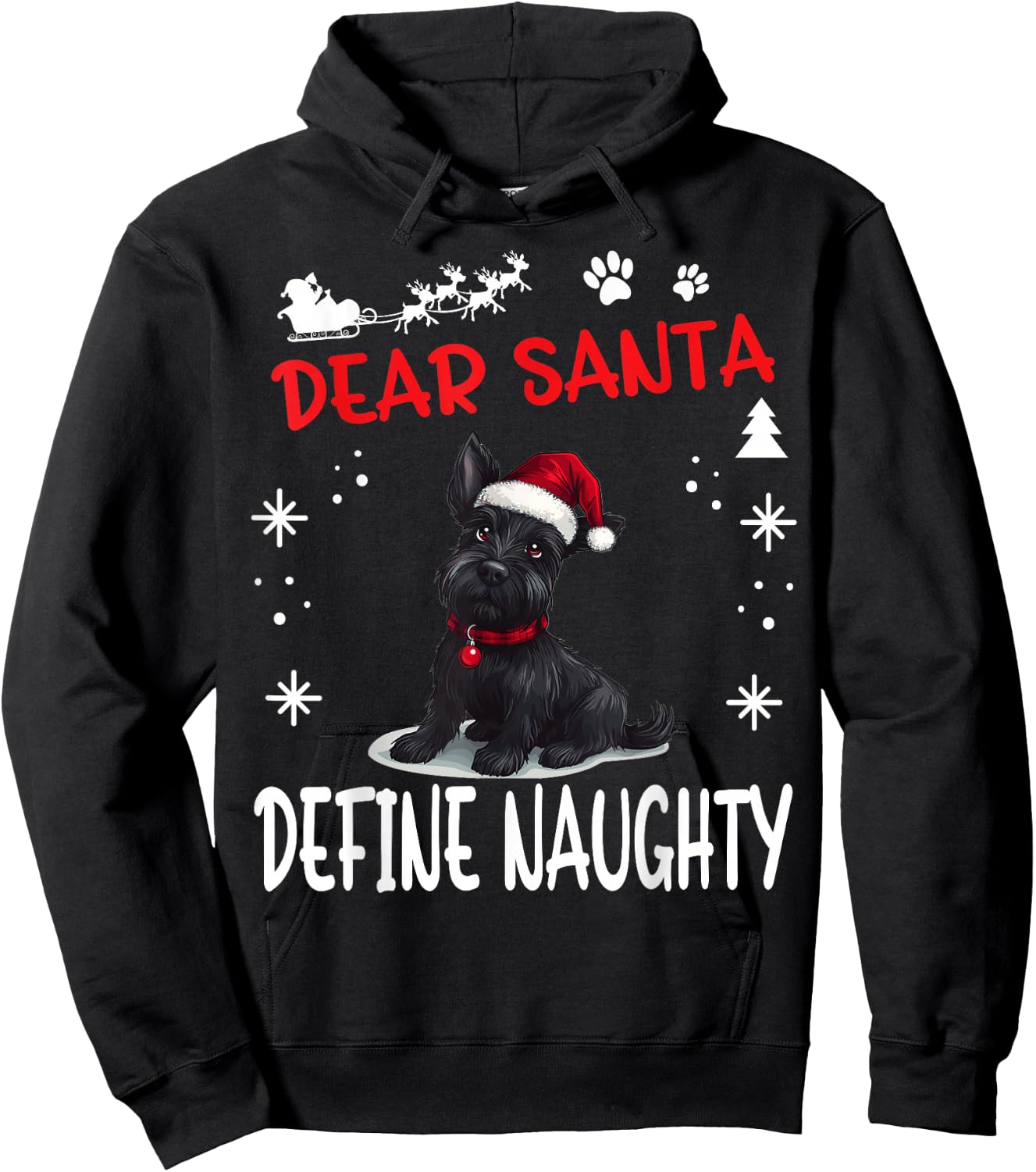 Cute Scottish Terrier Dog Christmas Dear Santa Define Hoodie - Hoodie | Black