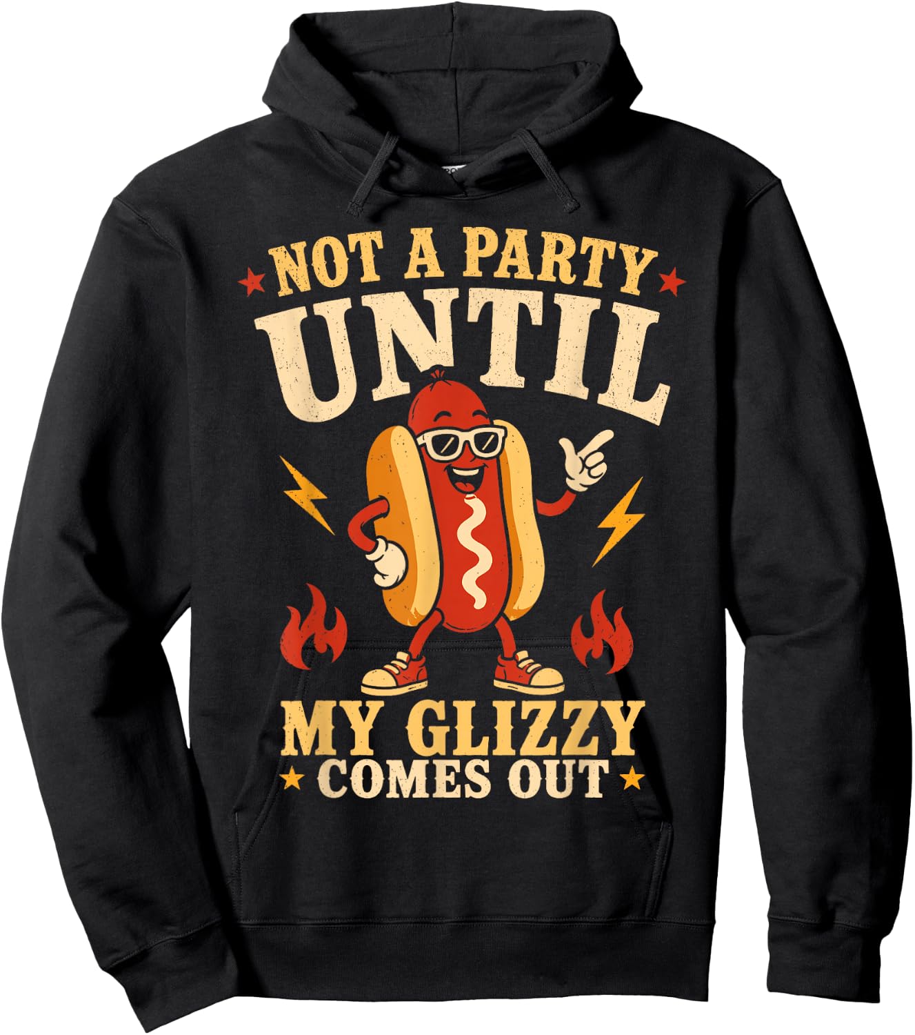 Not A Party Until Glizzy Funny Memes Hotdog Wiener 4th July Hoodie - Hoodie | Black