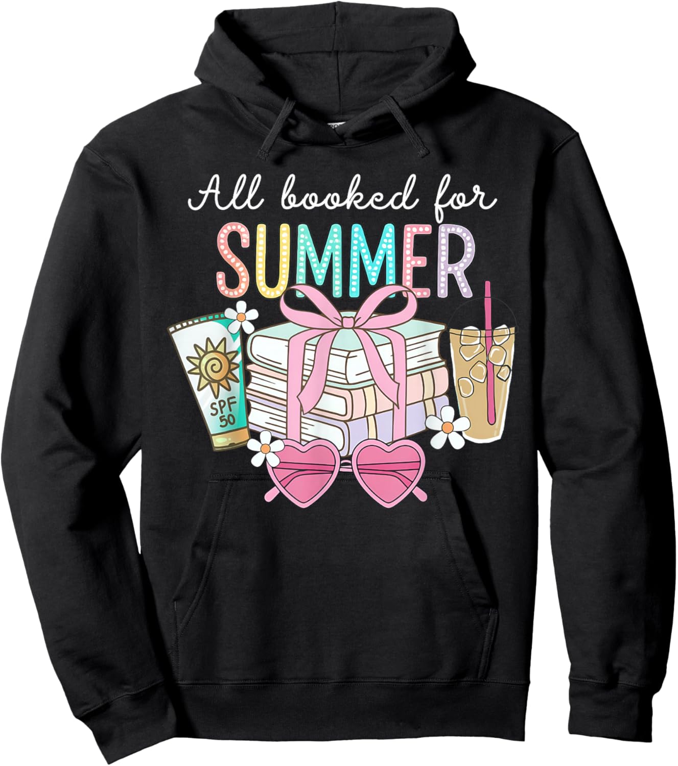 All Booked For Summer Reading Bookish Summer Bookworm Funny Hoodie - Hoodie | Black