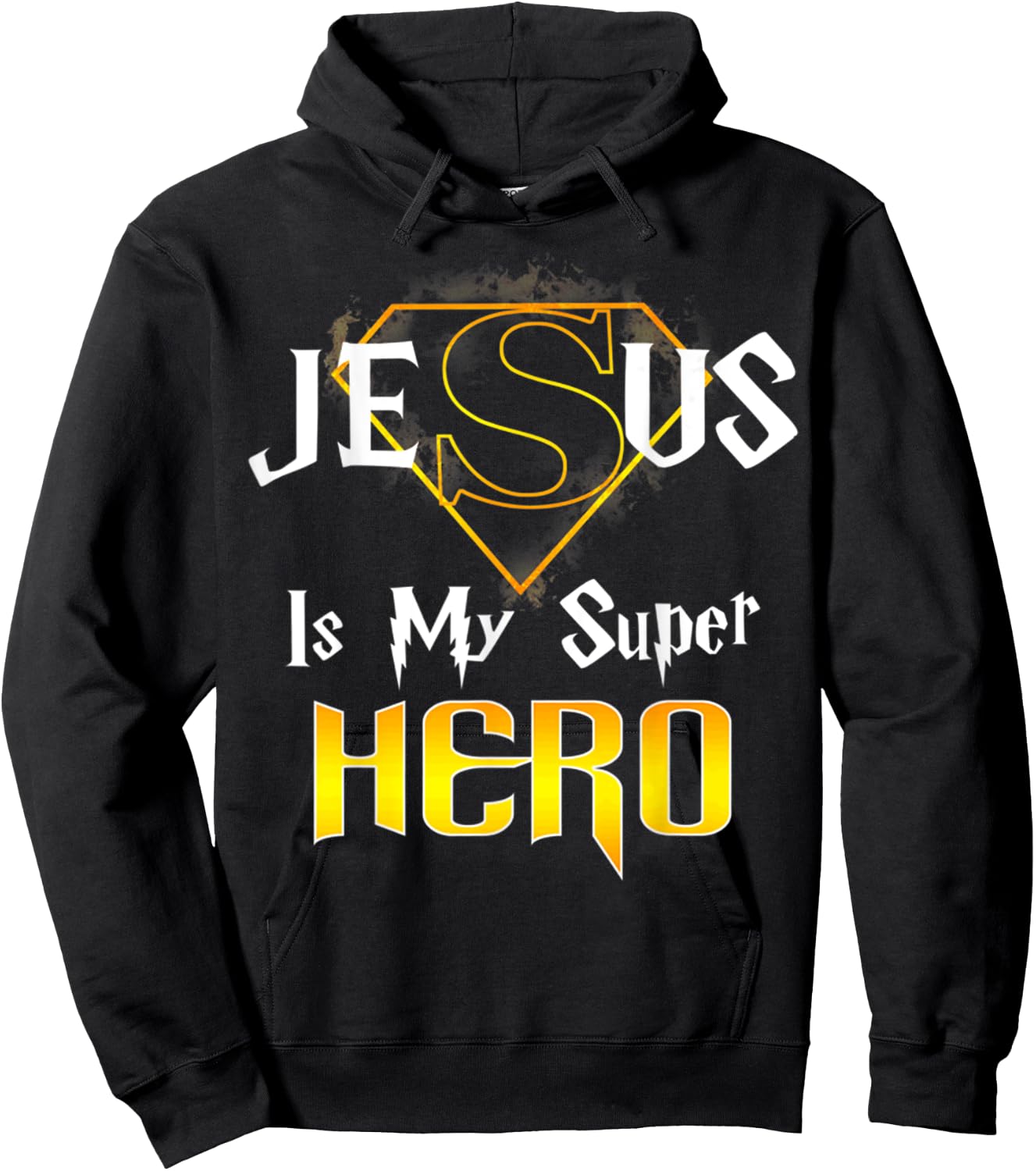 Retro Vintage Jesus Is My Superhero Christian Religious Hoodie - Hoodie | Black