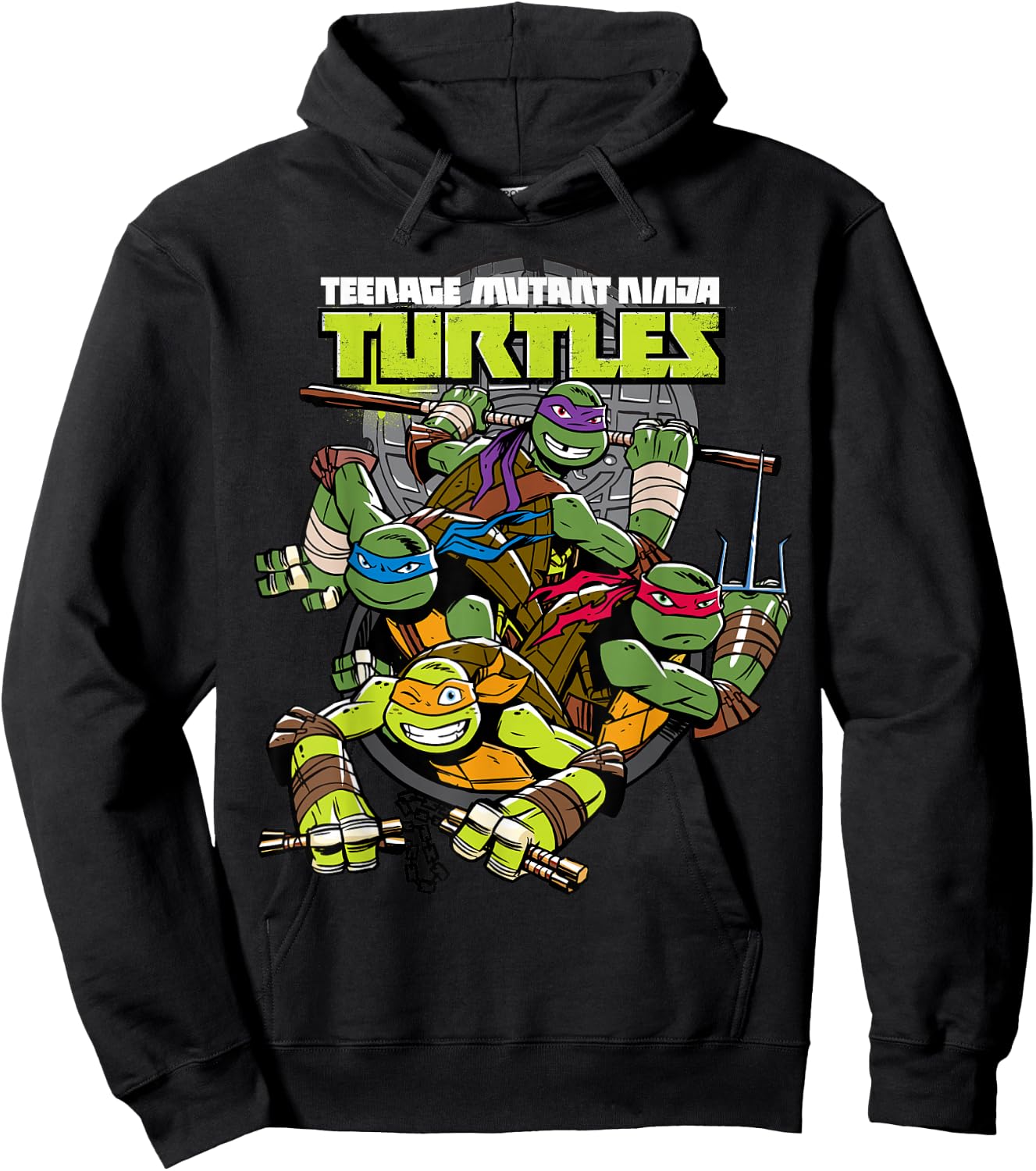 Teenage Mutant Ninja Turtles Climbing Out Of Sewer Hoodie - Hoodie | Black