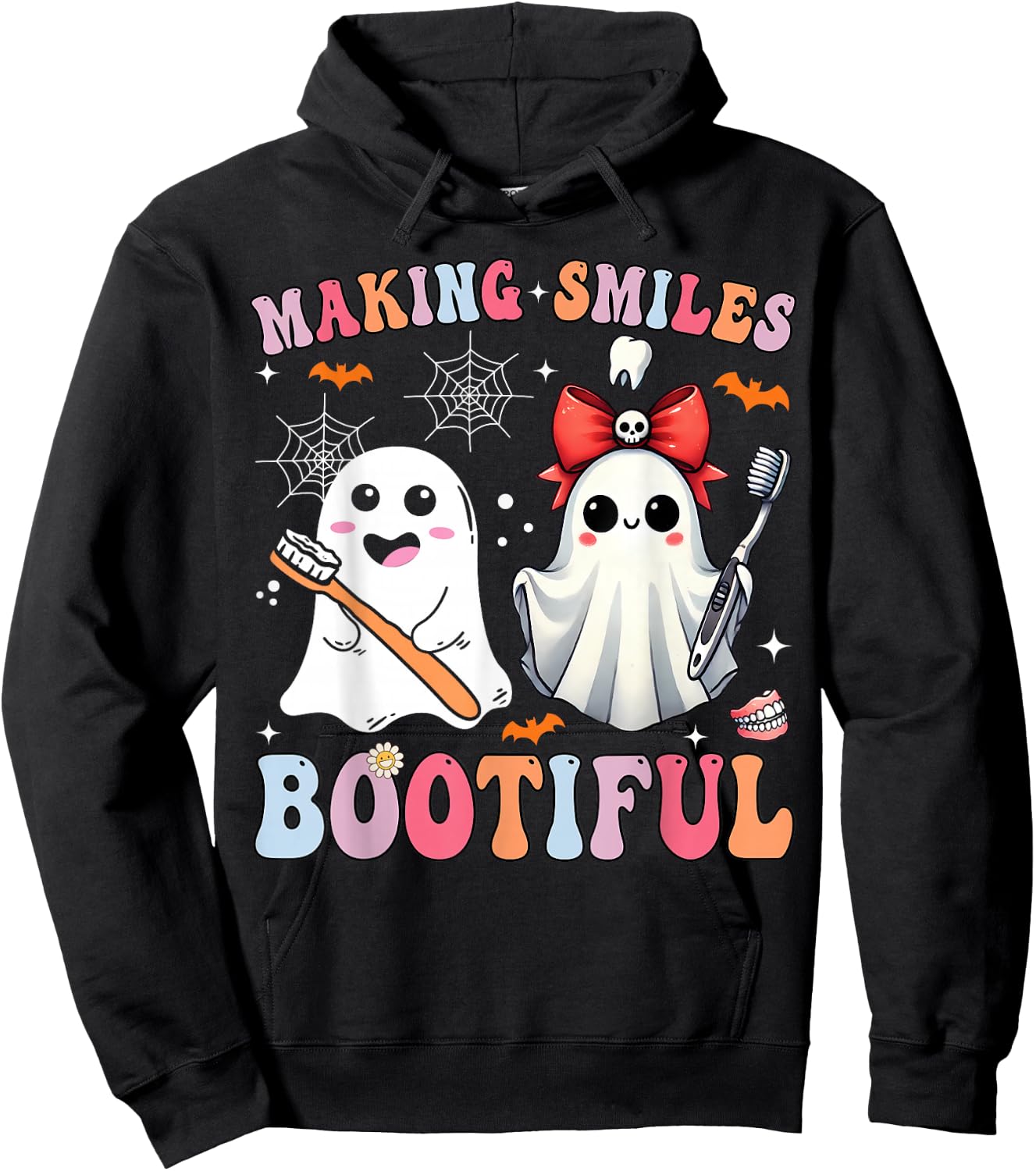 Making Smiles Bootiful Dentist Funny Halloween Ghost Dental Hoodie - Hoodie | Black