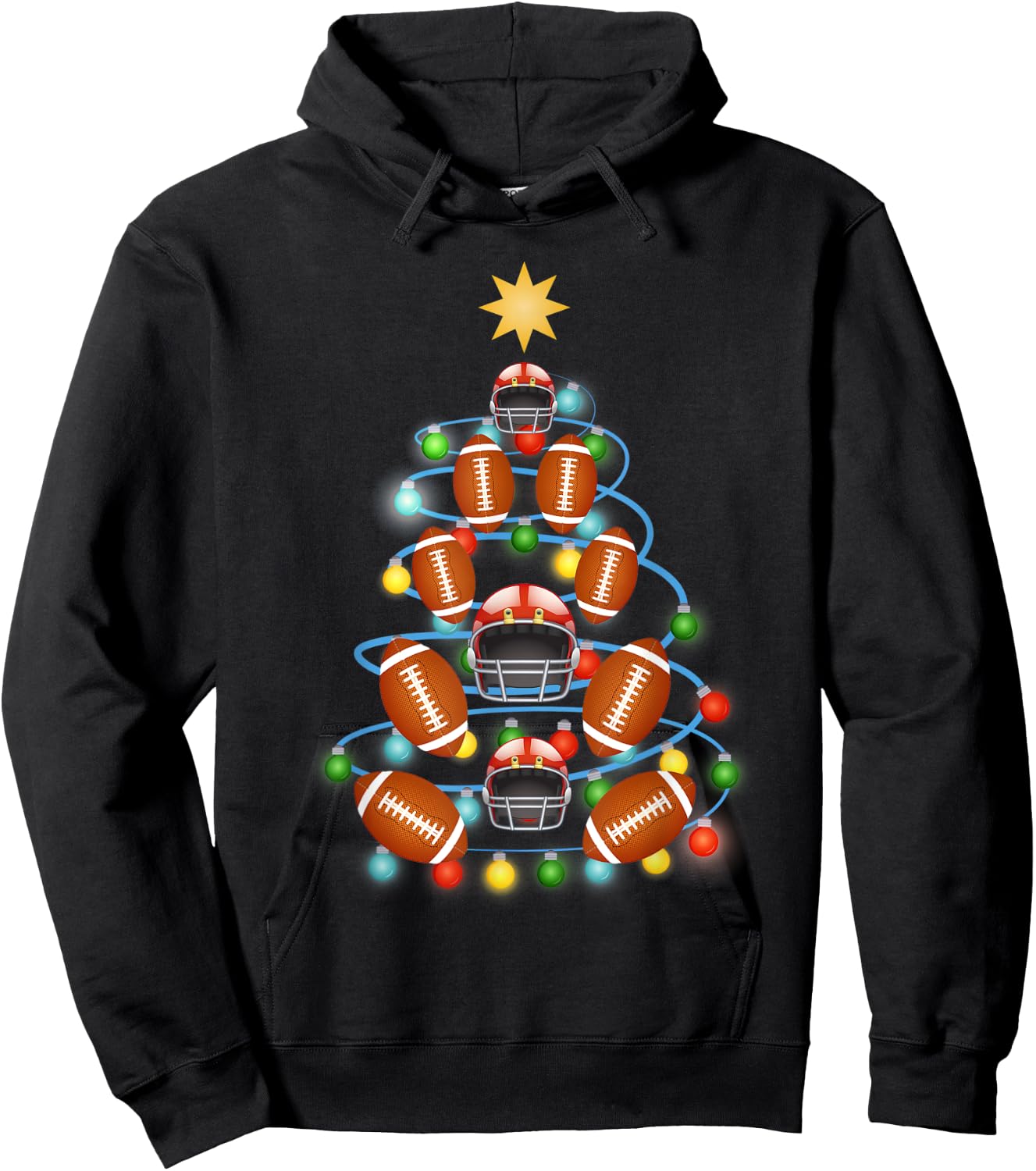 Football Christmas Tree Lights-Cute Football Christmas Gift Hoodie - Hoodie | Black